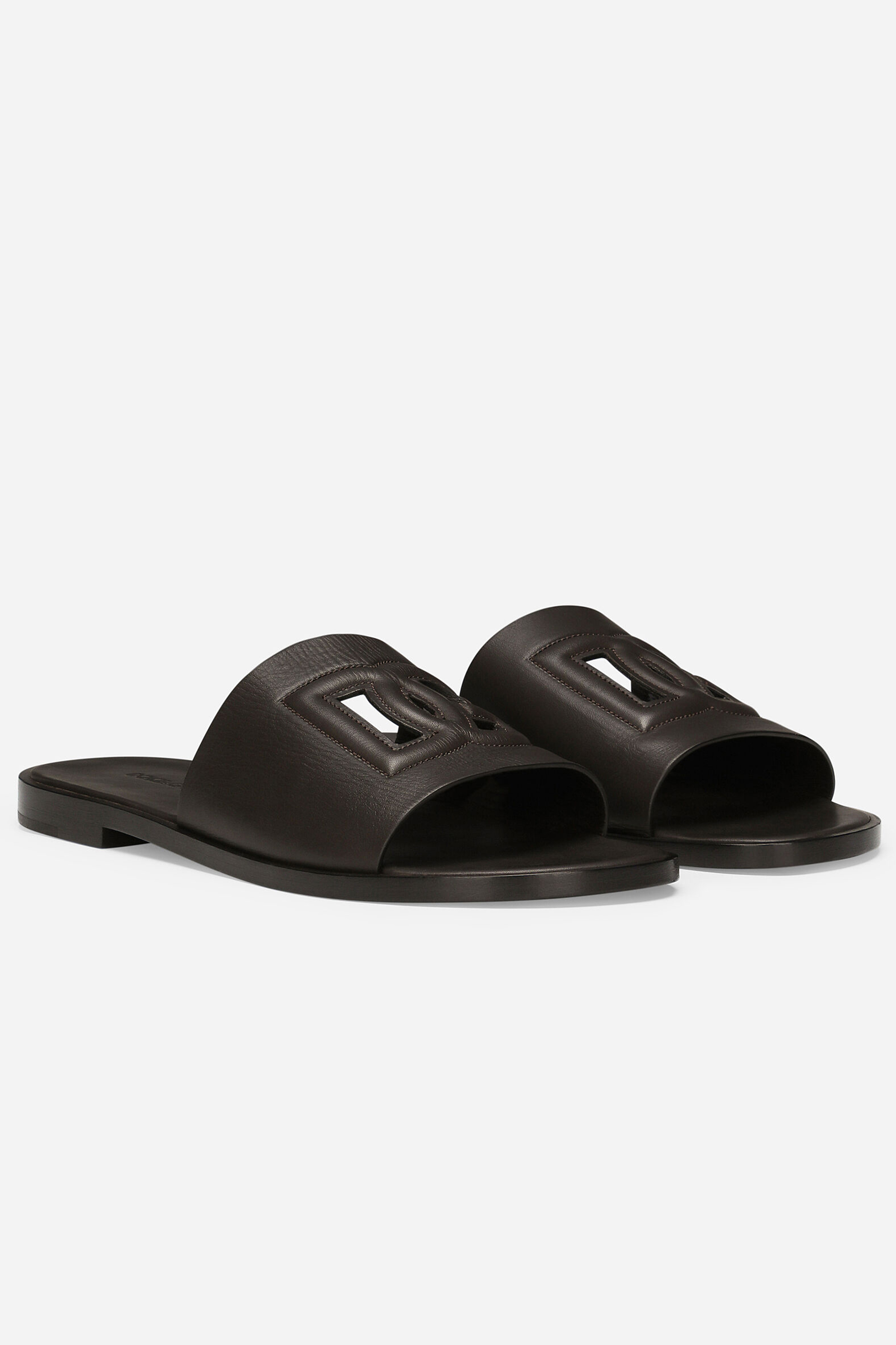 DOLCE & GABBANA Logo Calf Leather Sandals DOLCE & GABBANA Logo Calf Leather Sandals