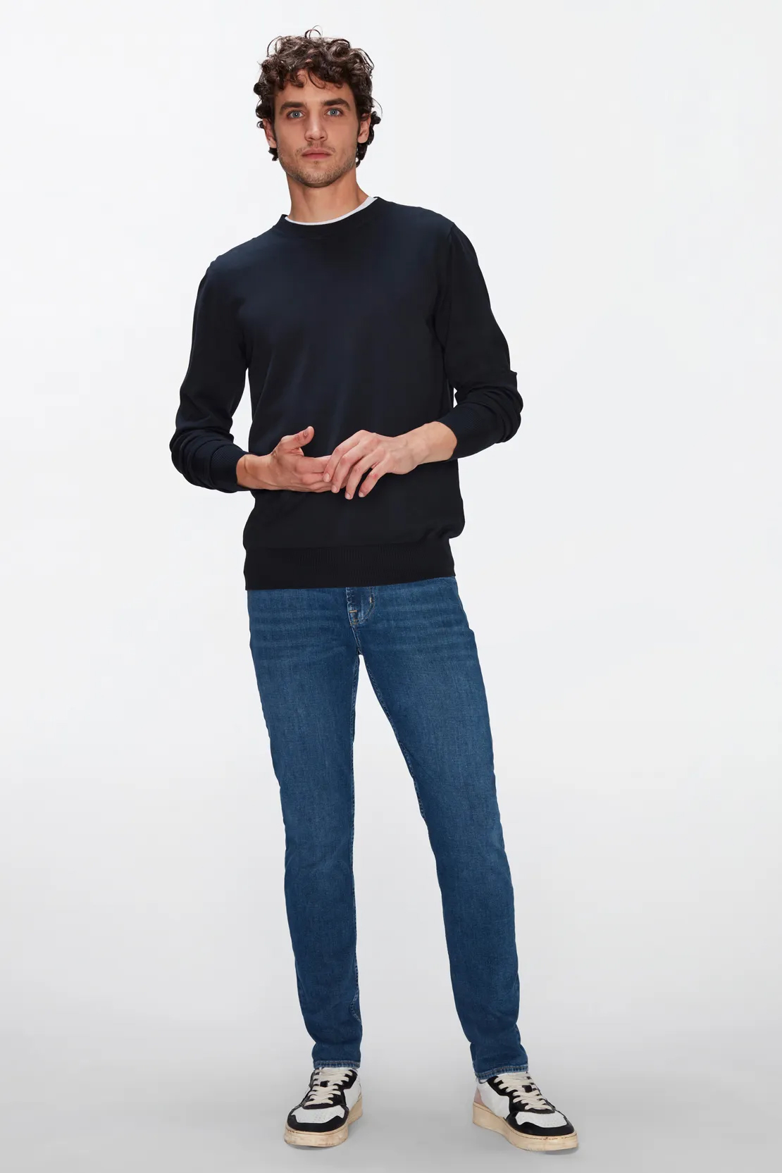 7 FOR ALL MANKIND Tapered Stretch Tek Denim Jeans Slimmy Left Hand Boracay