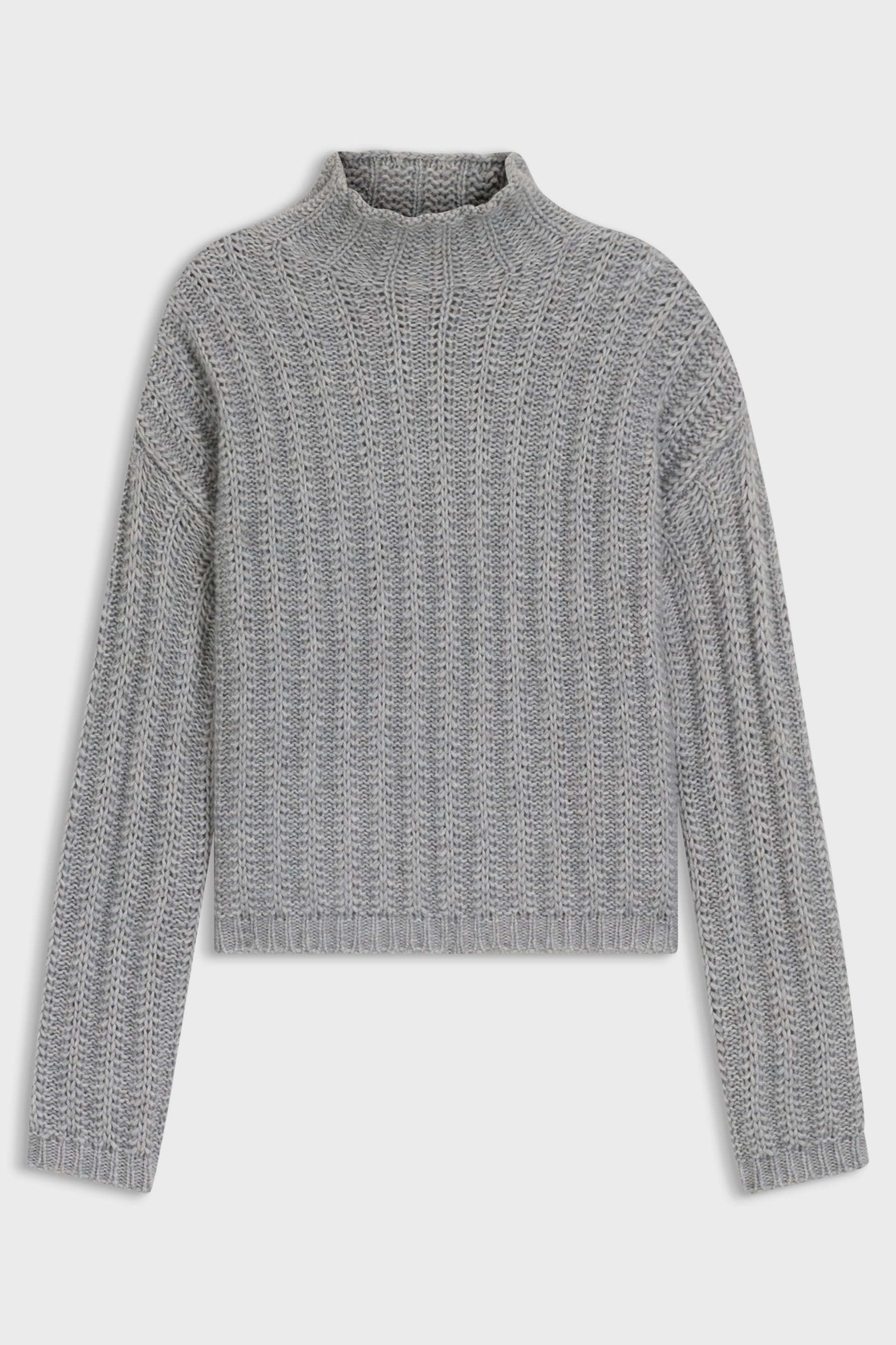 HUGO Relaxed Fit Ribbed Cotton-Wool-Alpaca Blend Mock Neck Sweater Safineyny Bekleidung, Strickwaren, Pullover