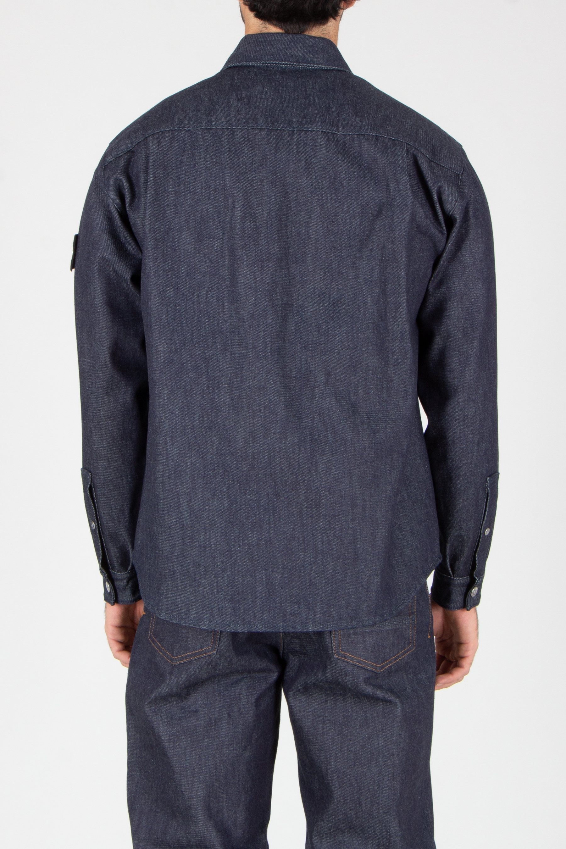 STONE ISLAND Comfort Fit Rinsed Organic Cotton Denim Overshirt Hosen, Langarm, Mantel, Hemd, Jeanshose