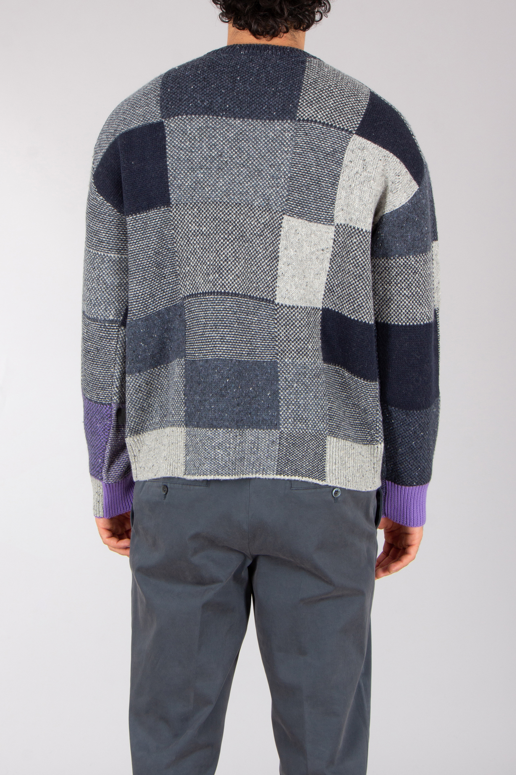 PAUL SMITH Regular Fit Patchwork Cotton-Wool Blend Crew Neck Sweater Bekleidung, Strickwaren, Pullover
