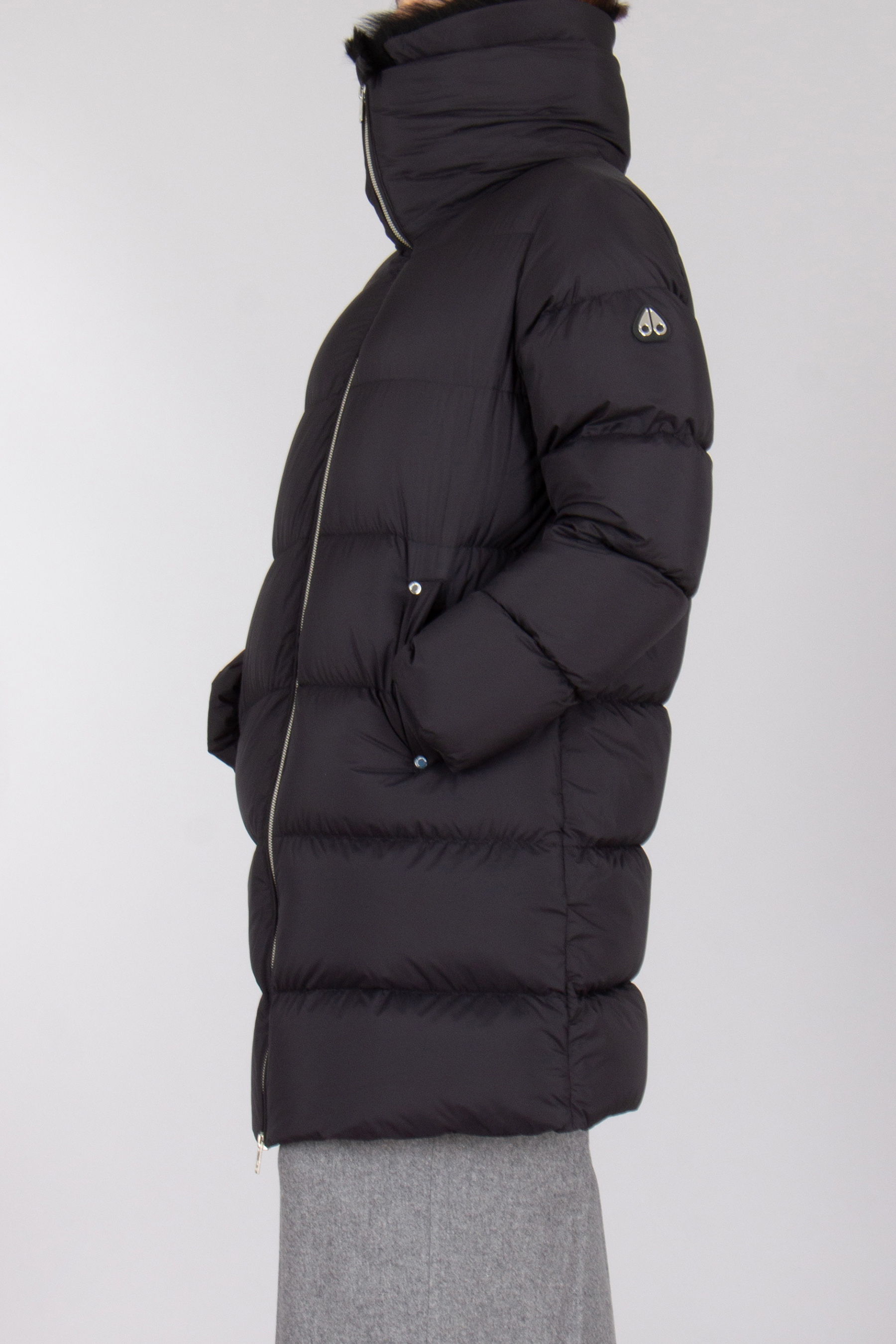 MOOSE KNUCKLES Regular Fit Nylon Down Coat Belle Dune Long Shealing Puffer Bekleidung, Mantel, Jacke, Kapuzenpulli, Sweatshirt