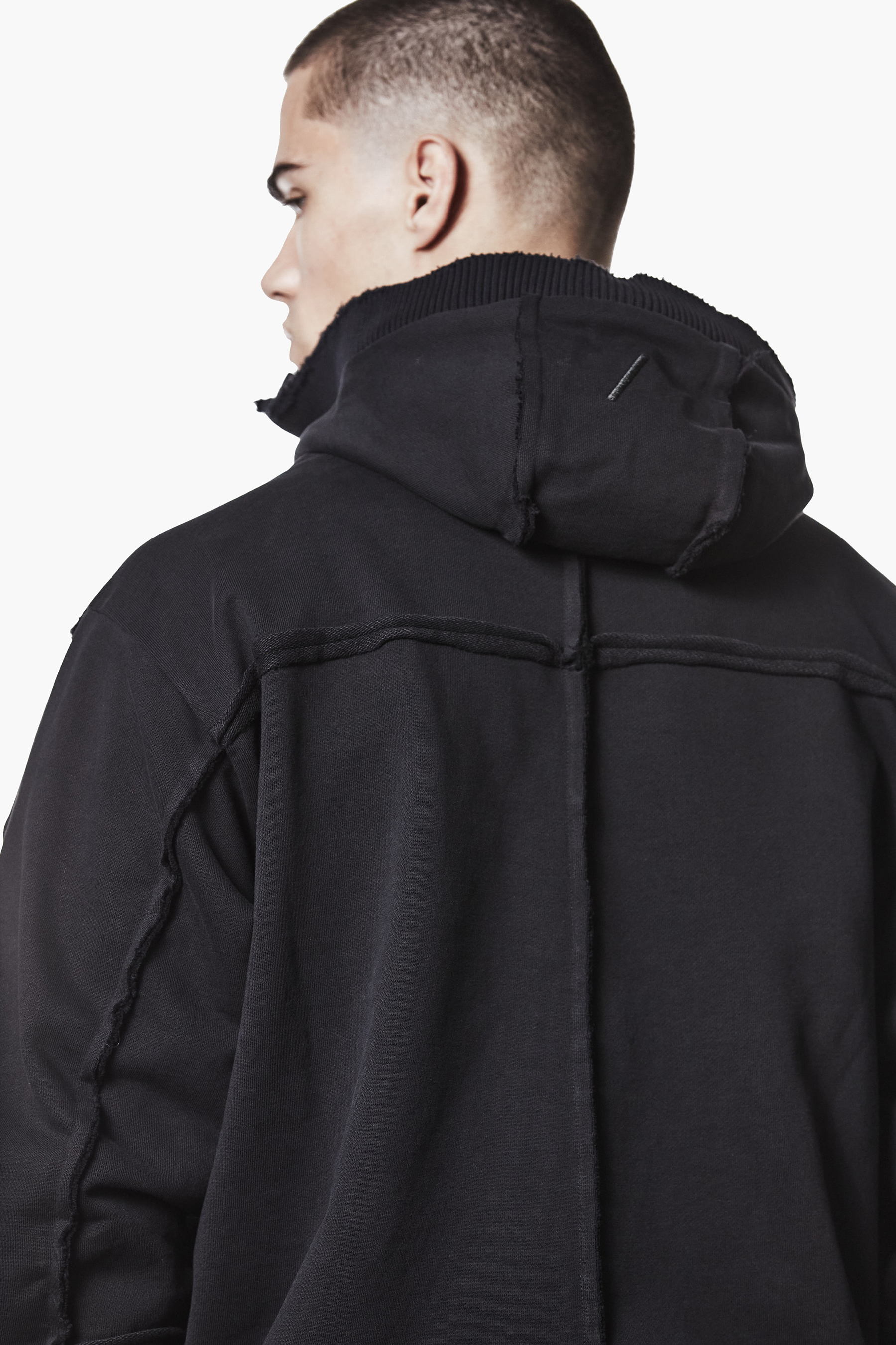 THOM KROM Relaxed Fit Long Cotton French Terry Zip-Up Hoodie Mantel, Jacke, Fleece, Mann, Person