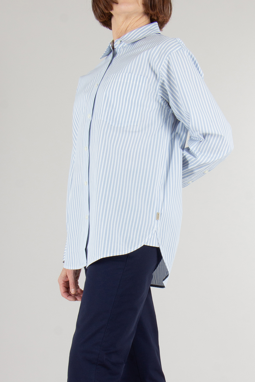 WOOLRICH Relaxed Fit Striped Cotton Poplin Boyfriend Shirt