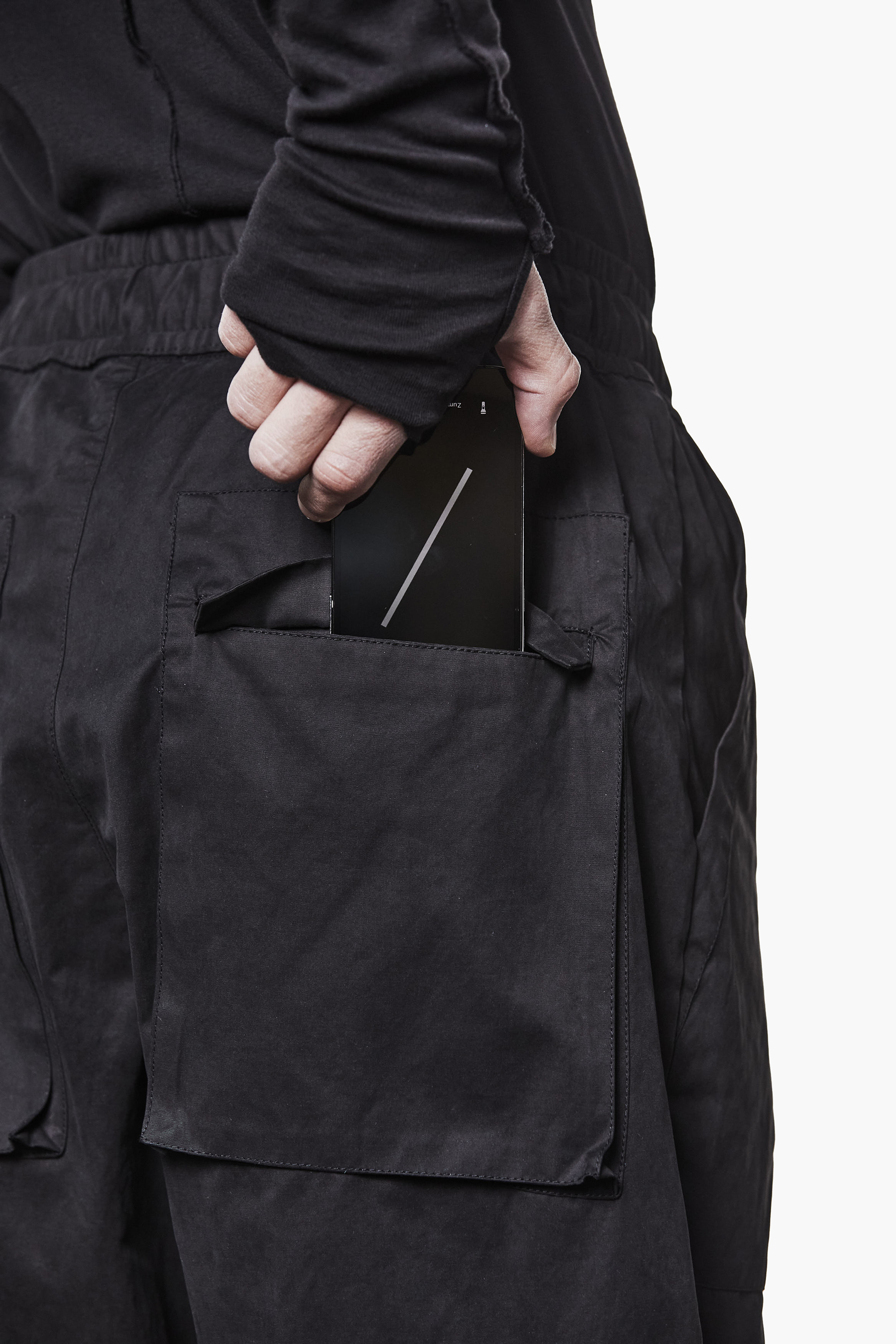 THOM KROM Relaxed Fit Low Crotch Peached Cotton Blend Pants Bekleidung, Mantel, Jacke, Tasche, Hosen