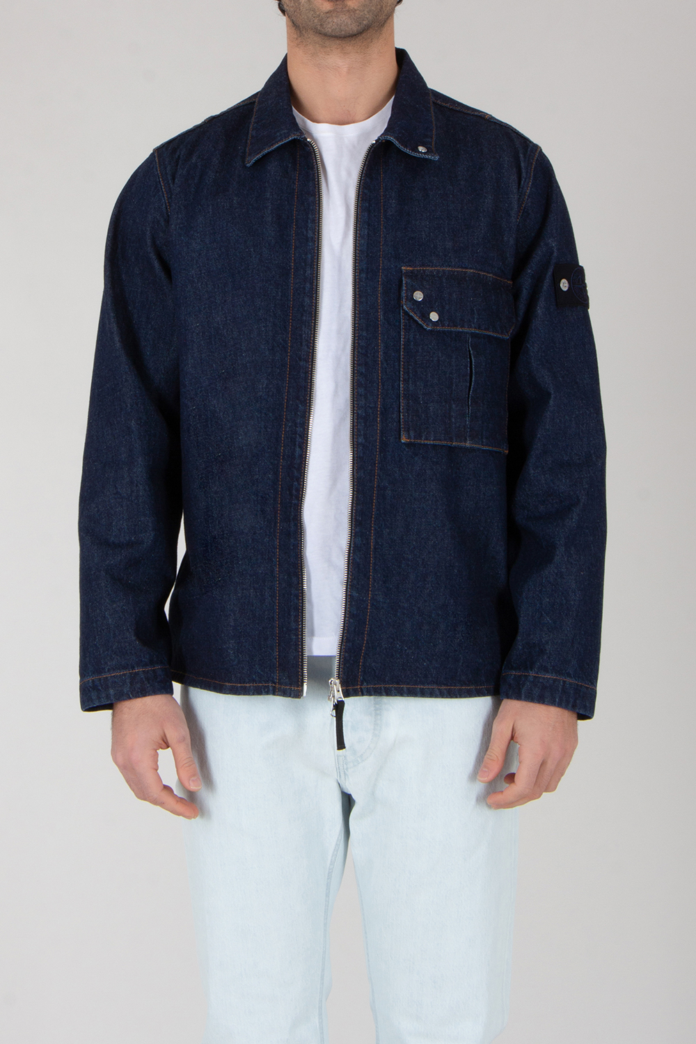 STONE ISLAND Regular Fit Rinsed Organic Cotton Denim Jacket