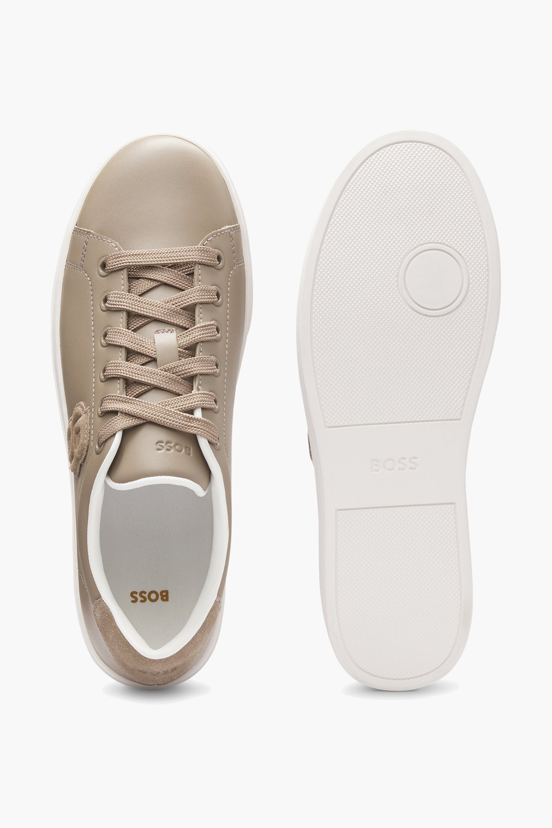BOSS Double B Leather Sneakers Kieran Bekleidung, Schuhwerk, Schuh, Sneaker