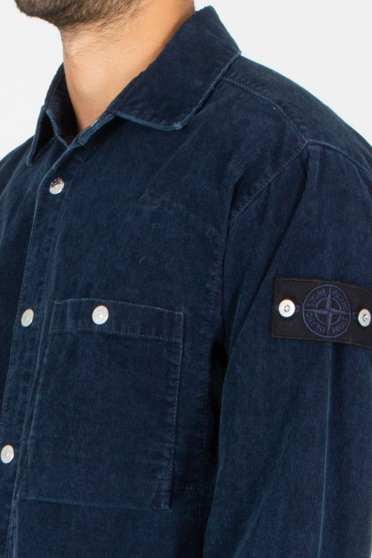 STONE ISLAND Comfort Fit Rinsed Cotton Blend Micro Corduroy Overshirt Bekleidung, Hosen, Hemd, Jeanshose, Langarm