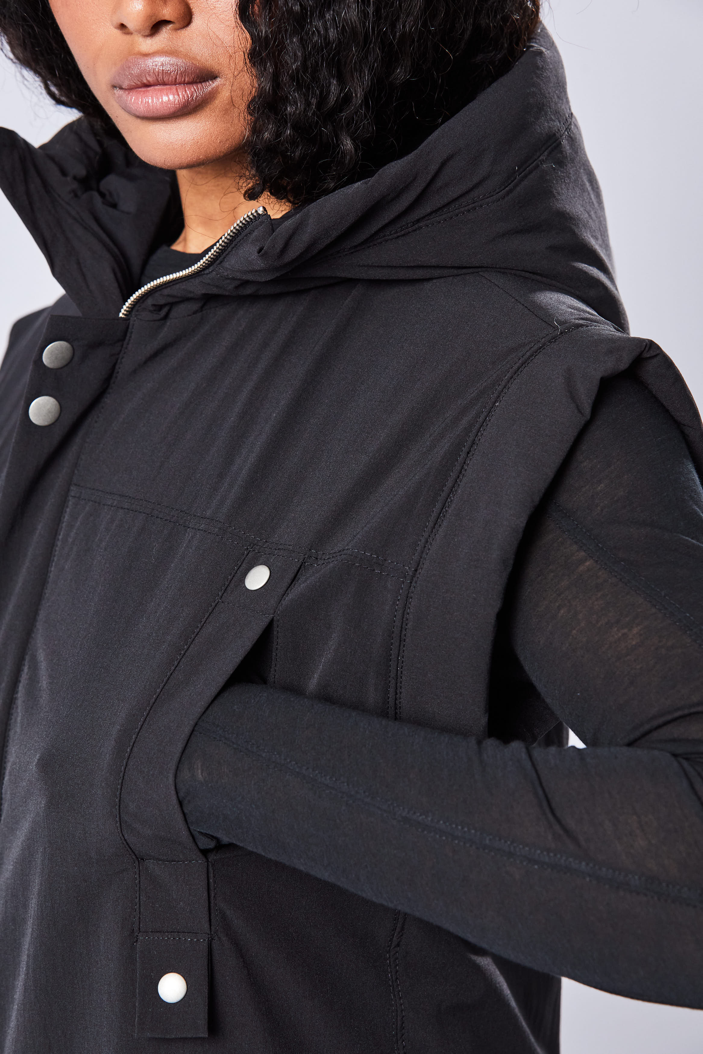 THOM KROM Long Hooded Nylon Blend Vest THOM KROM Long Hooded Nylon Blend Vest
