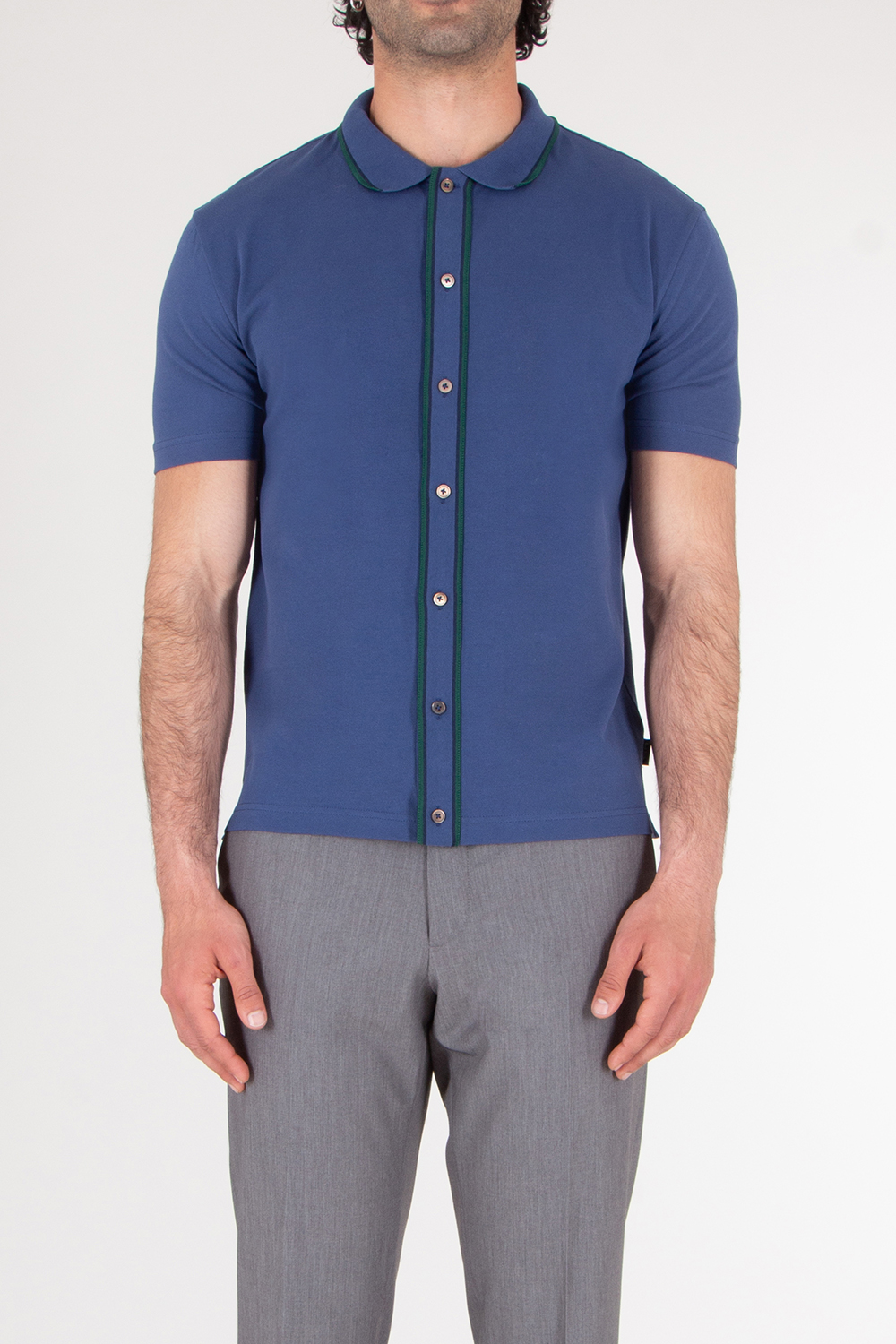 PAUL SMITH Mid Blue Button-Through Polo Shirt