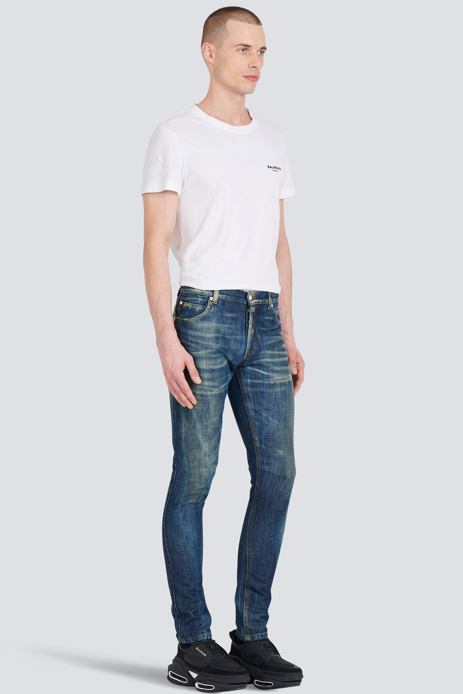 BALMAIN Slim Fit Bleach Effect Jeans