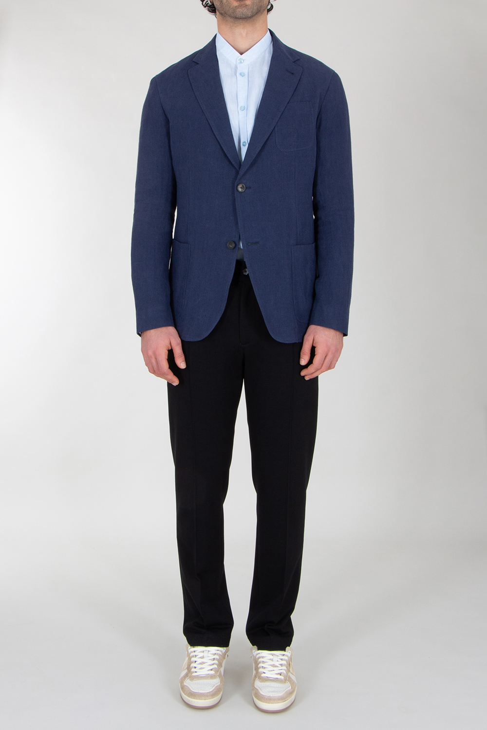 EMPORIO ARMANI Regular Fit Single-breasted Blazer In Washed Linen 