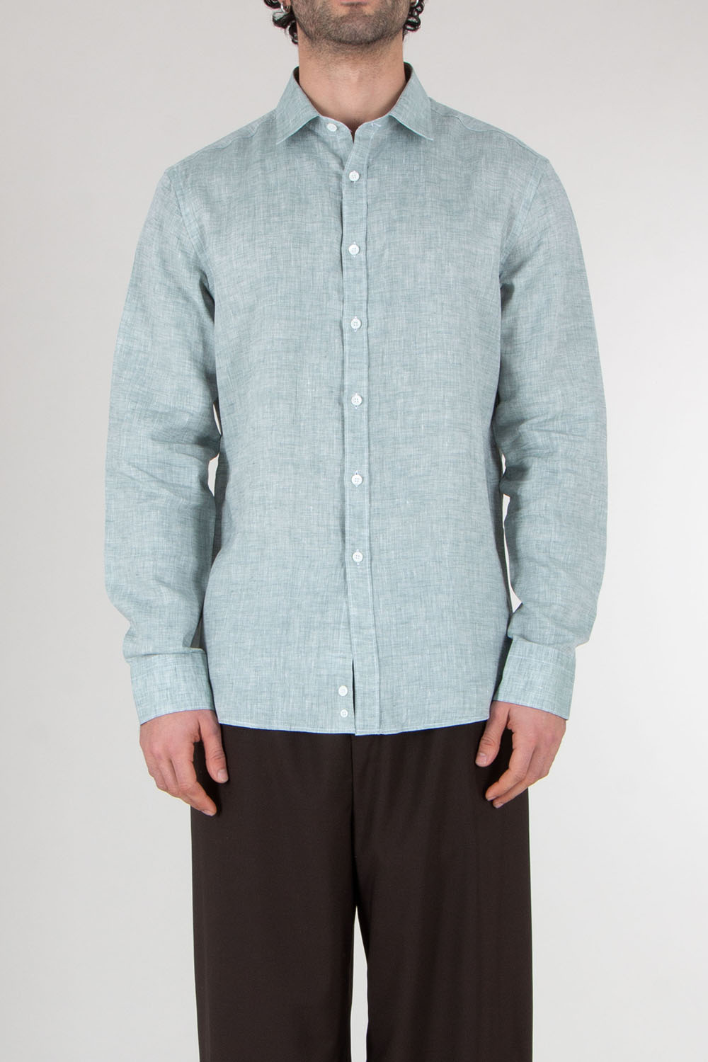 CANALI Regular Fit Linen Shirt