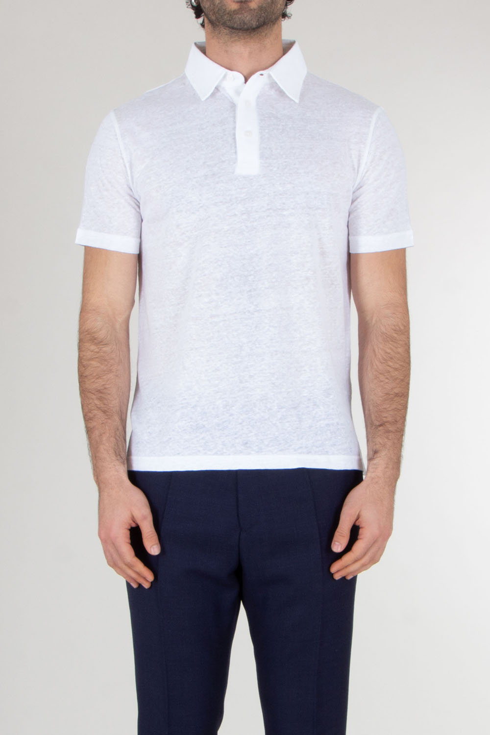 AURÉLIEN Slim Fit Linen Polo Shirt