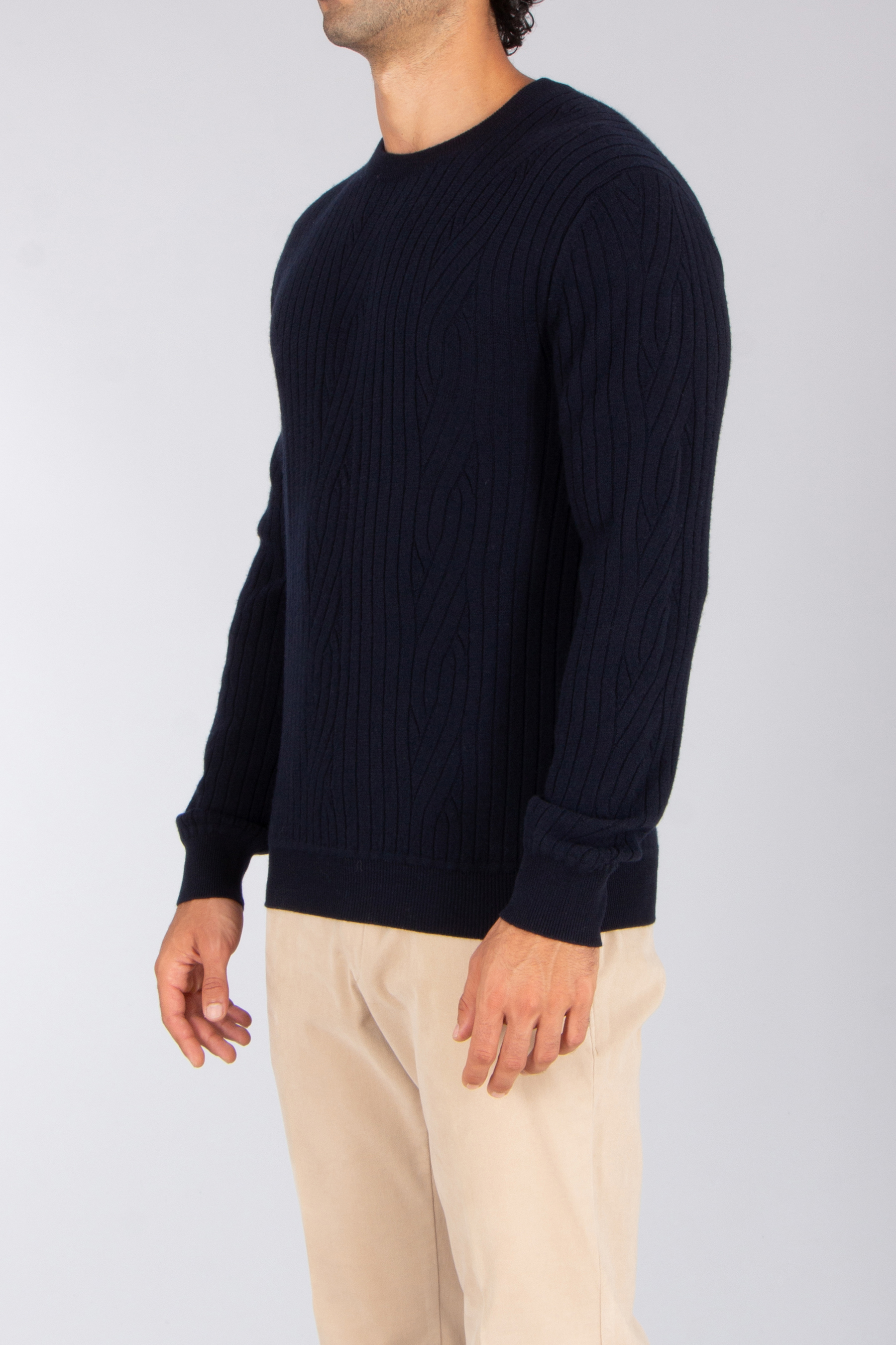BRIONI Regular Fit Cable Knit Wool-Cashmere Blend Crew Neck Sweater Bekleidung, Strickwaren, Pullover