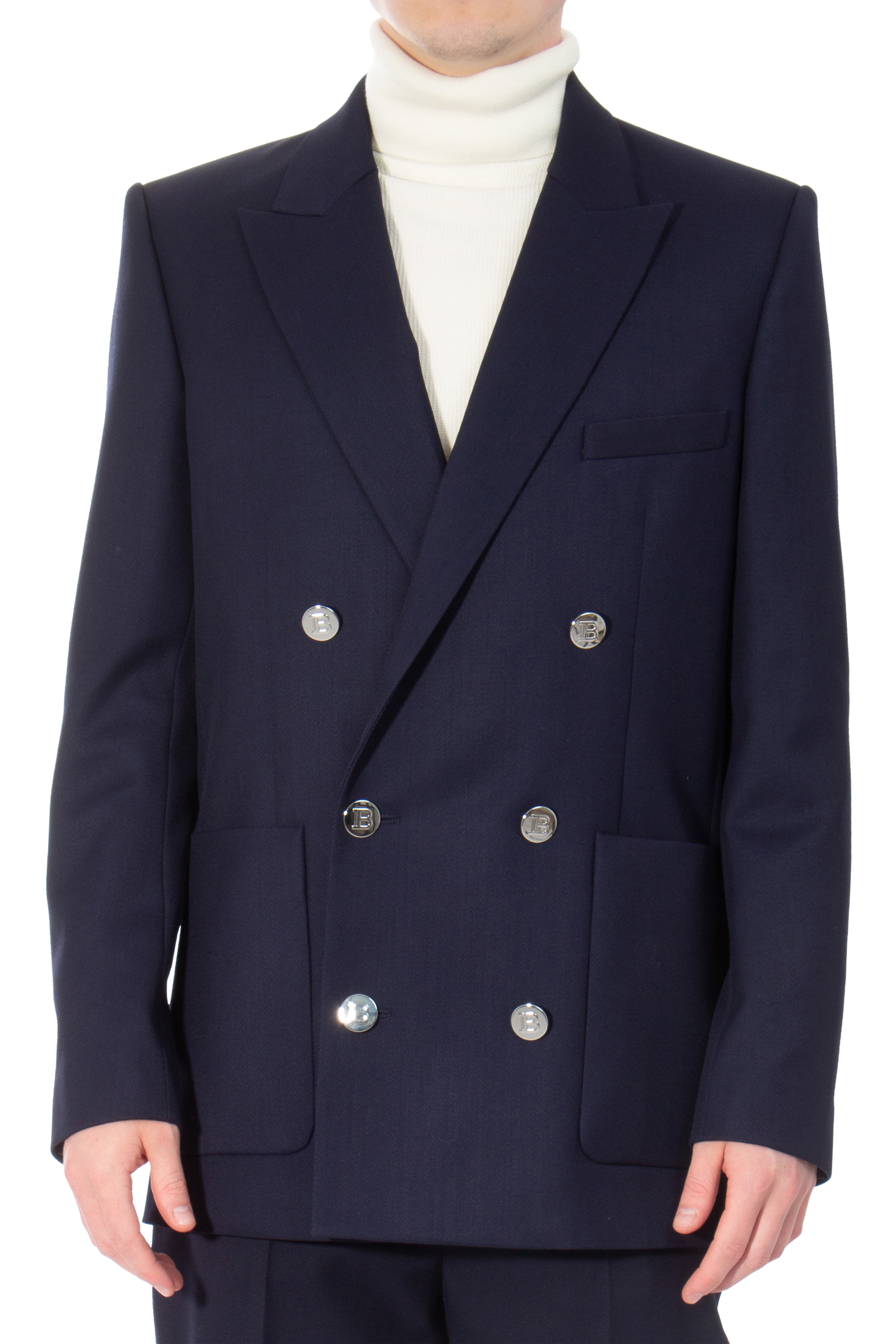BALMAIN Double Breasted Virgin Wool Blazer