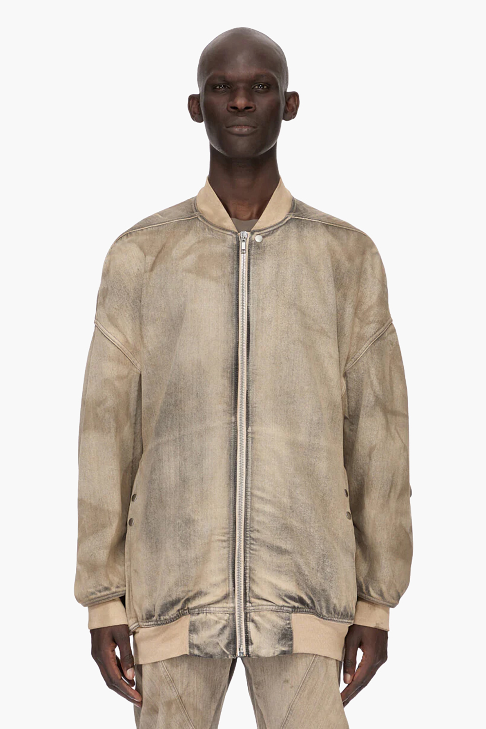 RICK OWENS DRKSHDW Oversized Fit Washed Cotton Denim Jumbo Flight Jacket