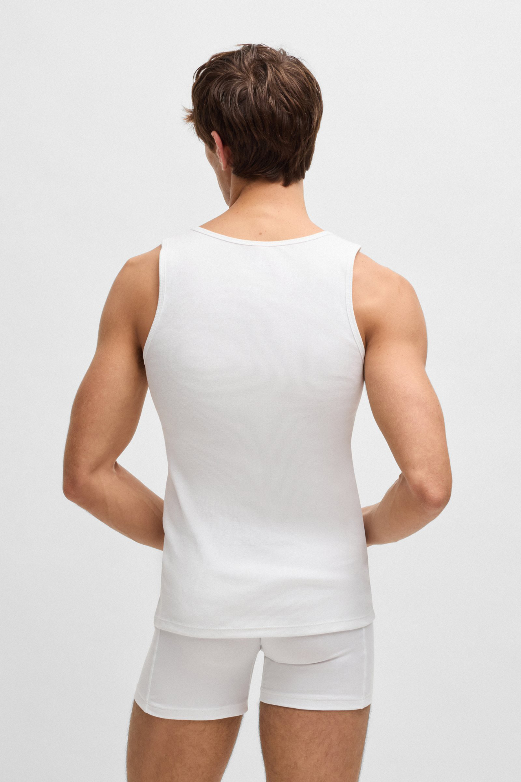 BOSS 3-Pack Regular Fit Ribbed Cotton Tank Tops