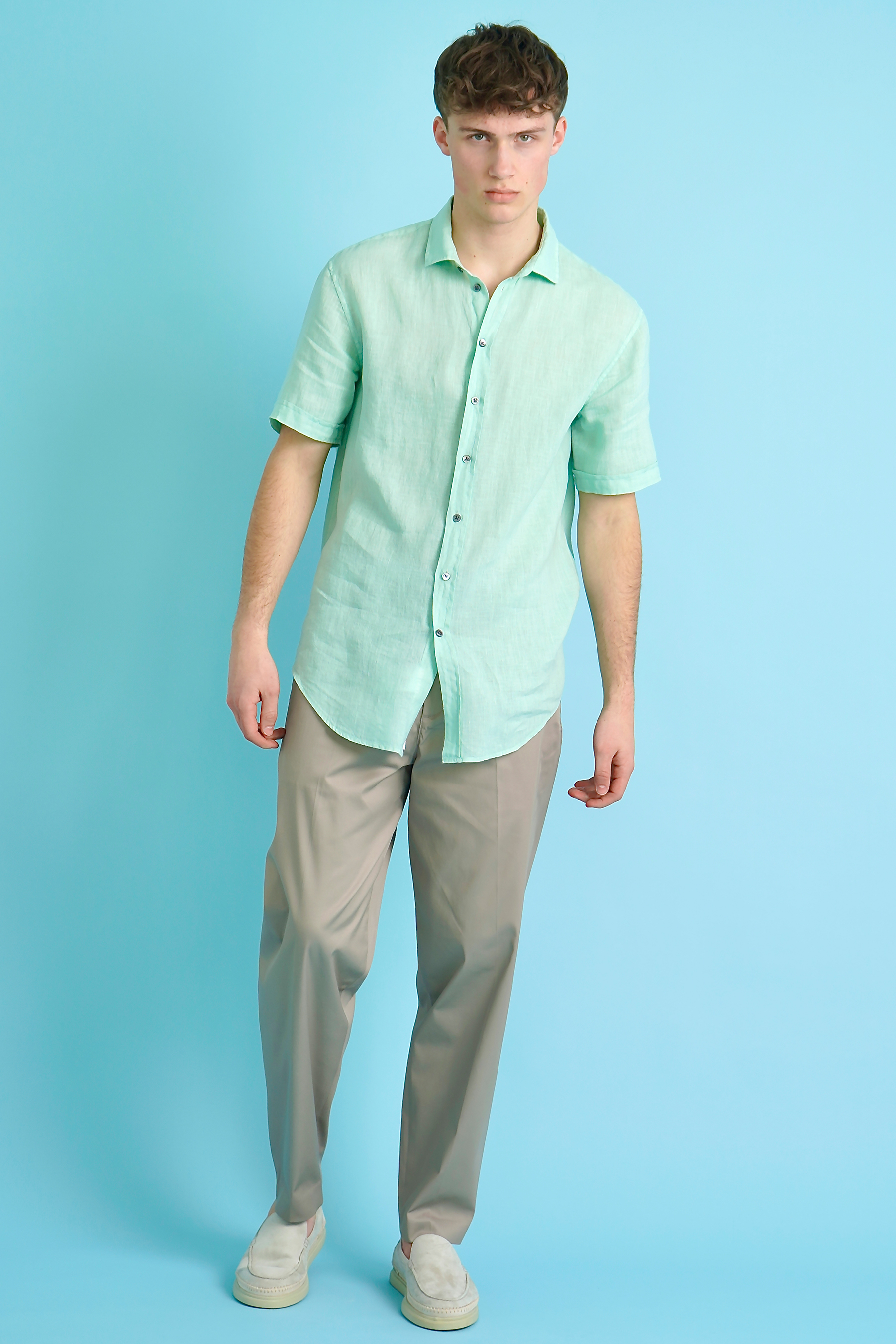 EMPORIO ARMANI Short Sleeve Linen Shirt EMPORIO ARMANI Short Sleeve Linen Shirt