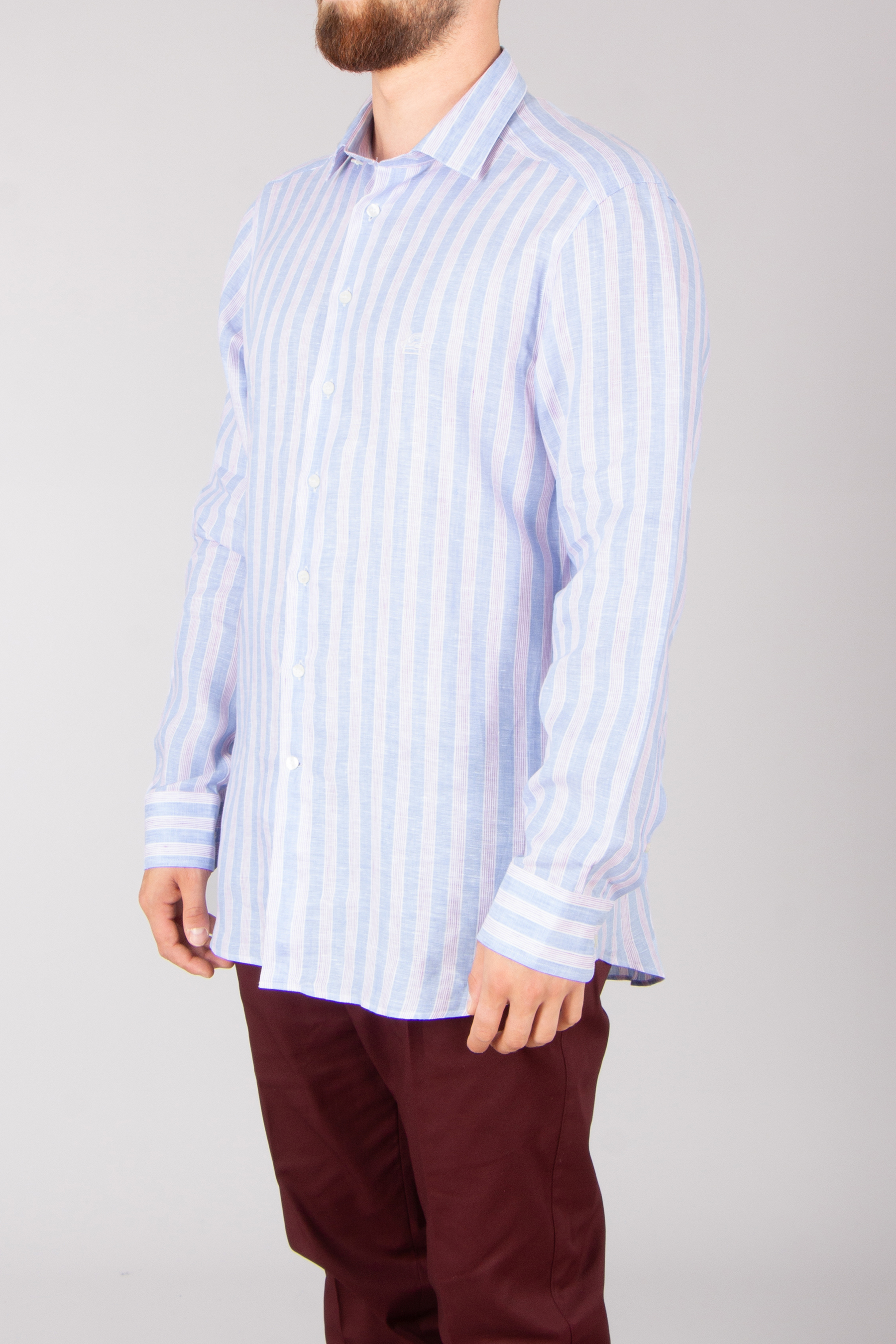 ETRO Regular Fit Striped Linen Shirt ETRO Regular Fit Striped Linen Shirt