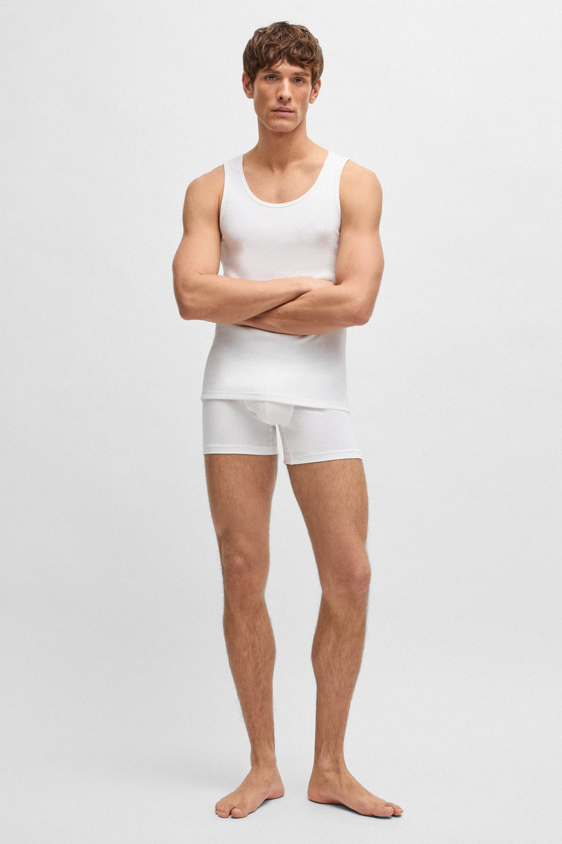 BOSS 3-Pack Regular Fit Ribbed Cotton Tank Tops