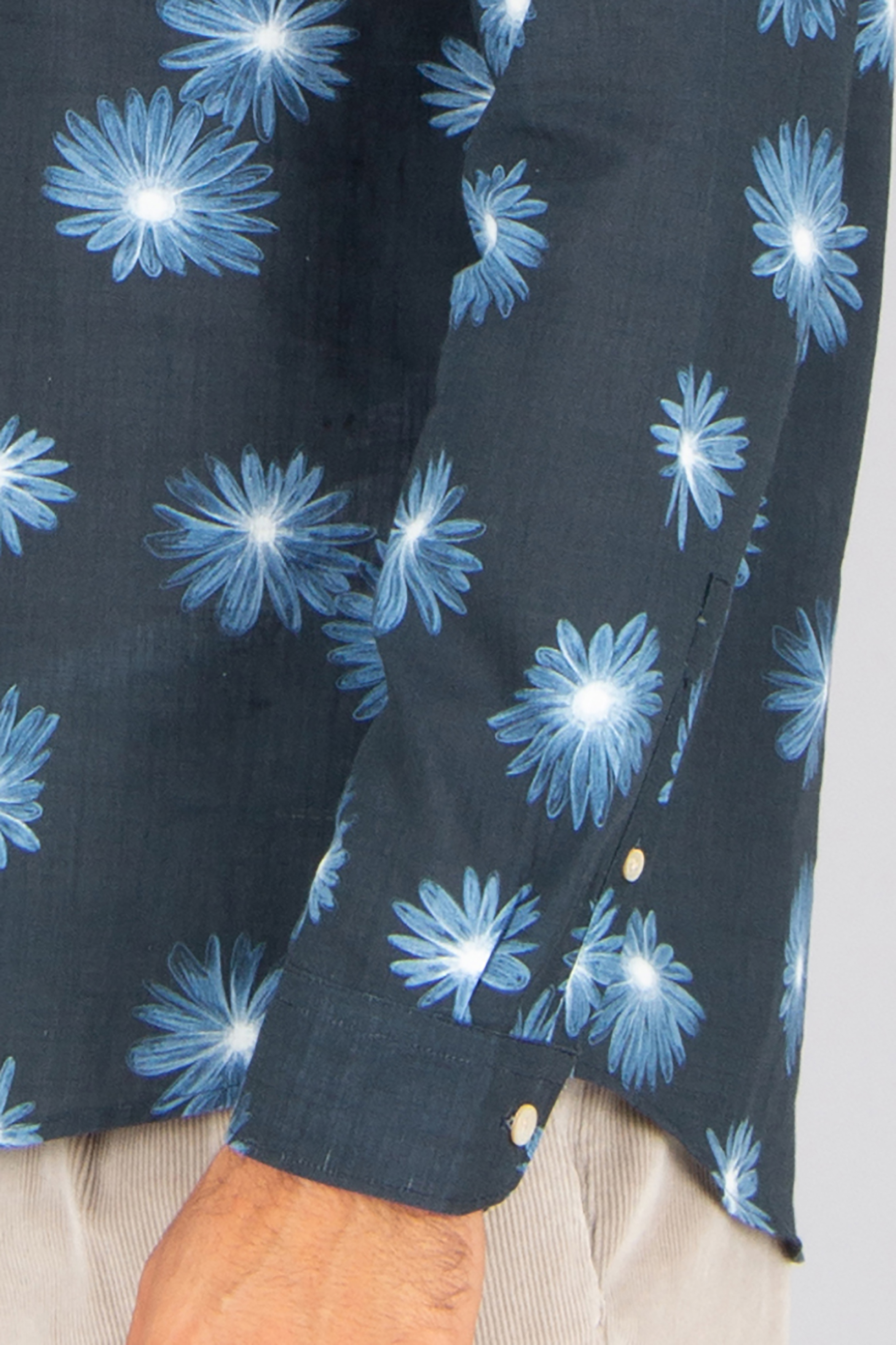 PAUL SMITH Regular Fit Luminescent Floral Print Cotton Shirt Langarm, Ärmel, Hemd, Muster, Person