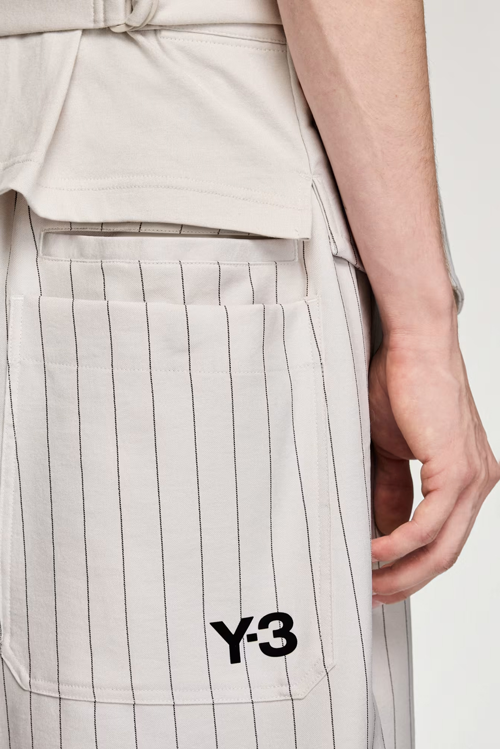 Y-3 Oversized Fit Pinstripe Twill Sport Uniform Shorts