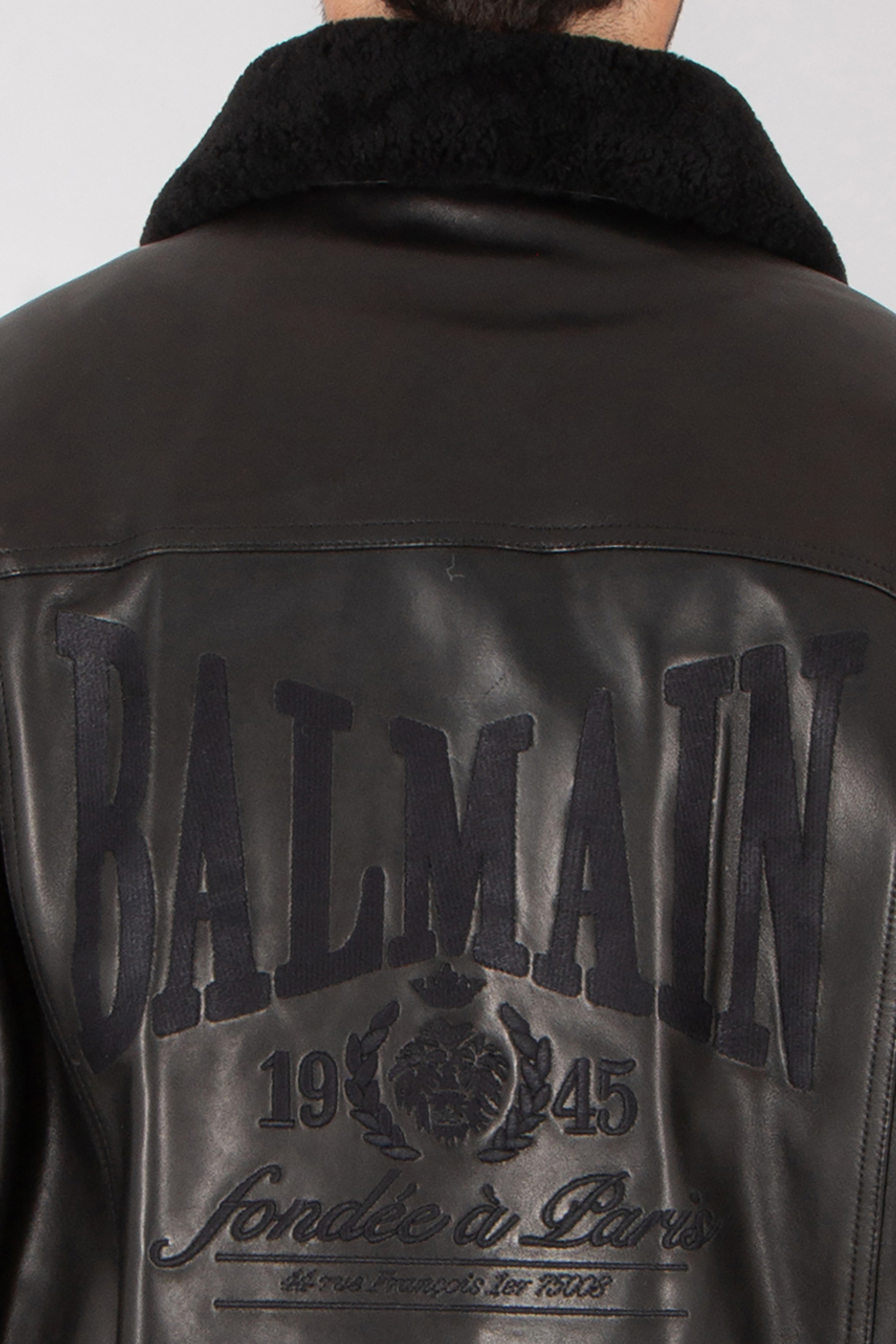 BALMAIN Casual Fit Embroidered Lamb Leather Bomber Jacket Bekleidung, Mantel, Jacke, Jacke aus Leder