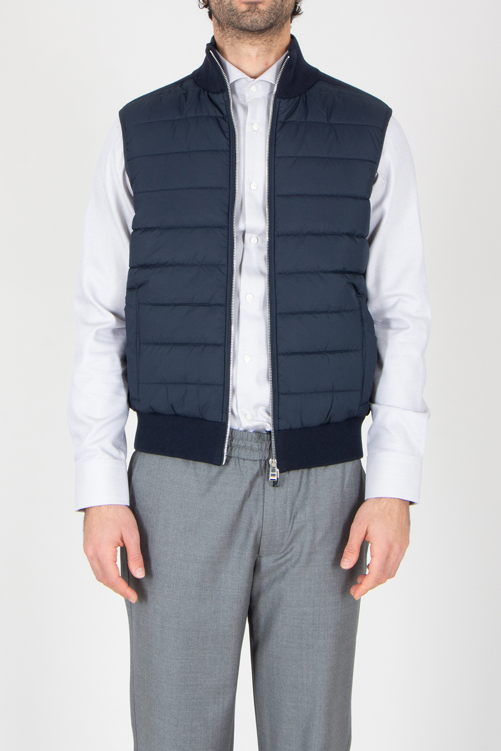 BOSS Regular Fit Passed Technical Fabric & Cotton-Virgin Wool Blend Knit Vest H-Urwin