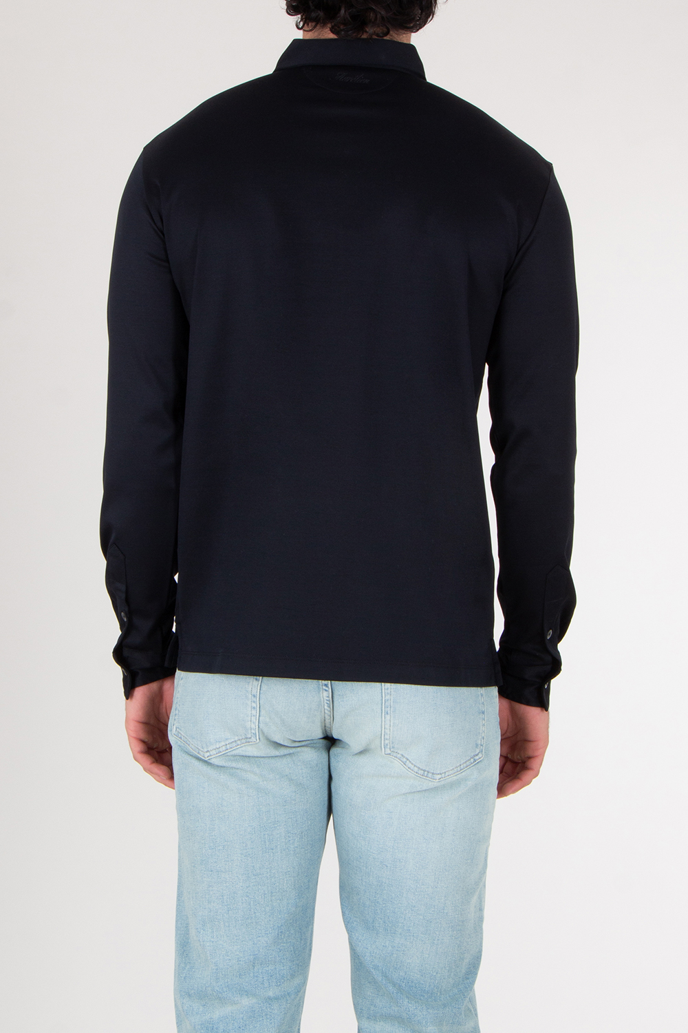 AURÉLIEN Slim Fit Long Sleeve Mercerized Egyptian Cotton  Polo Shir
