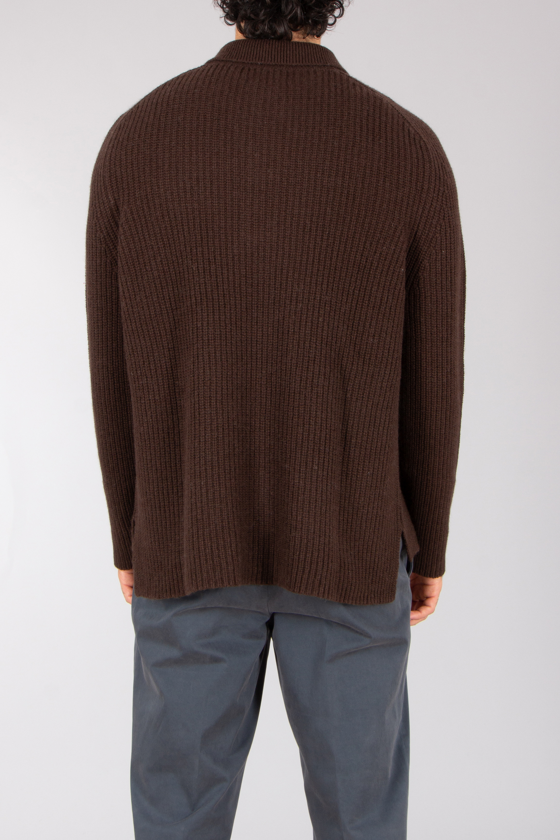 ALLUDE Regular Fit Ribbed Virgin Wool-Cashmere Blend Knit Polo Bekleidung, Strickwaren, Pullover