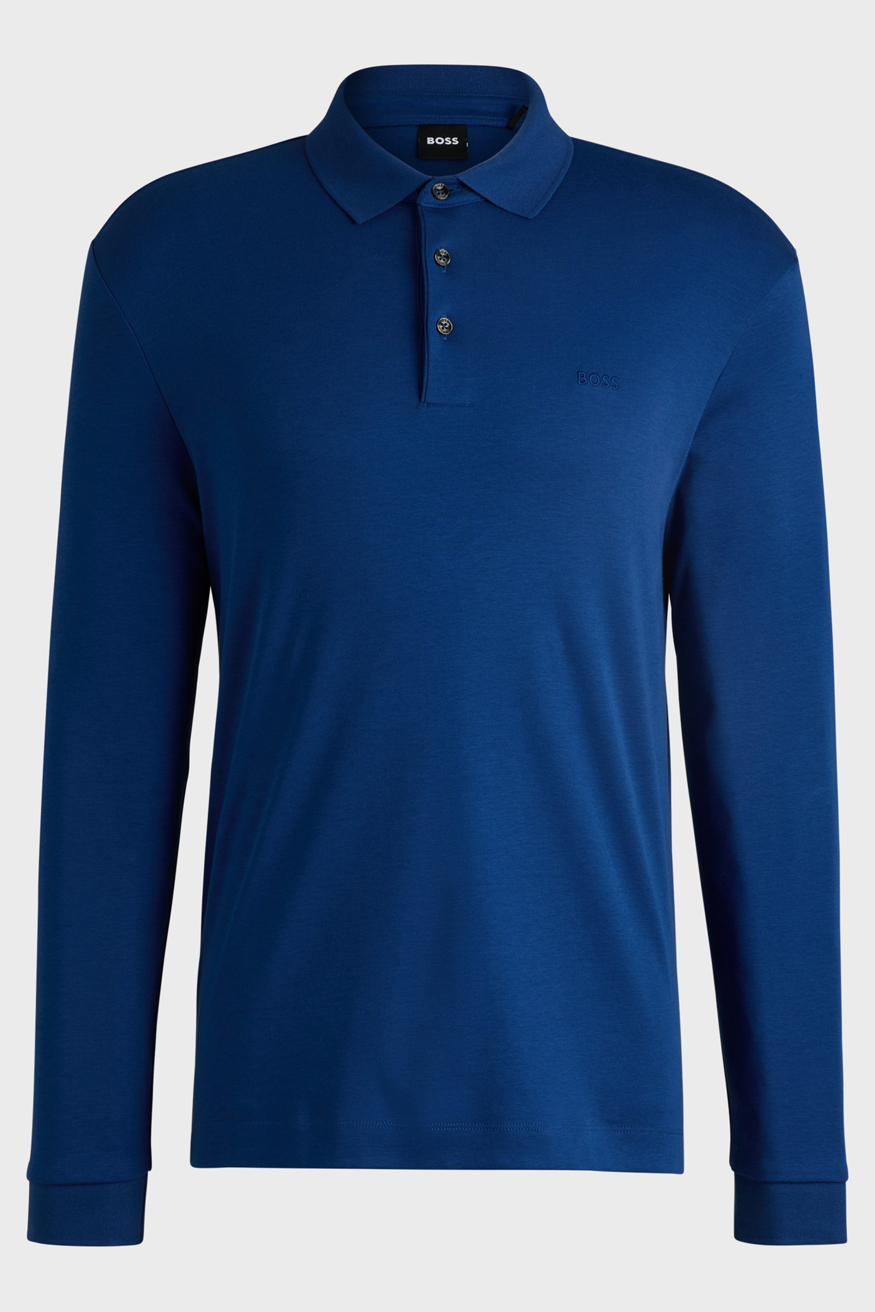 BOSS Regular Fit Embroidered Interlock-Cotton Long-Sleeve Polo Shirt Pado BOSS Regular Fit Embroidered Interlock-Cotton Long-Sleeve Polo Shirt Pado