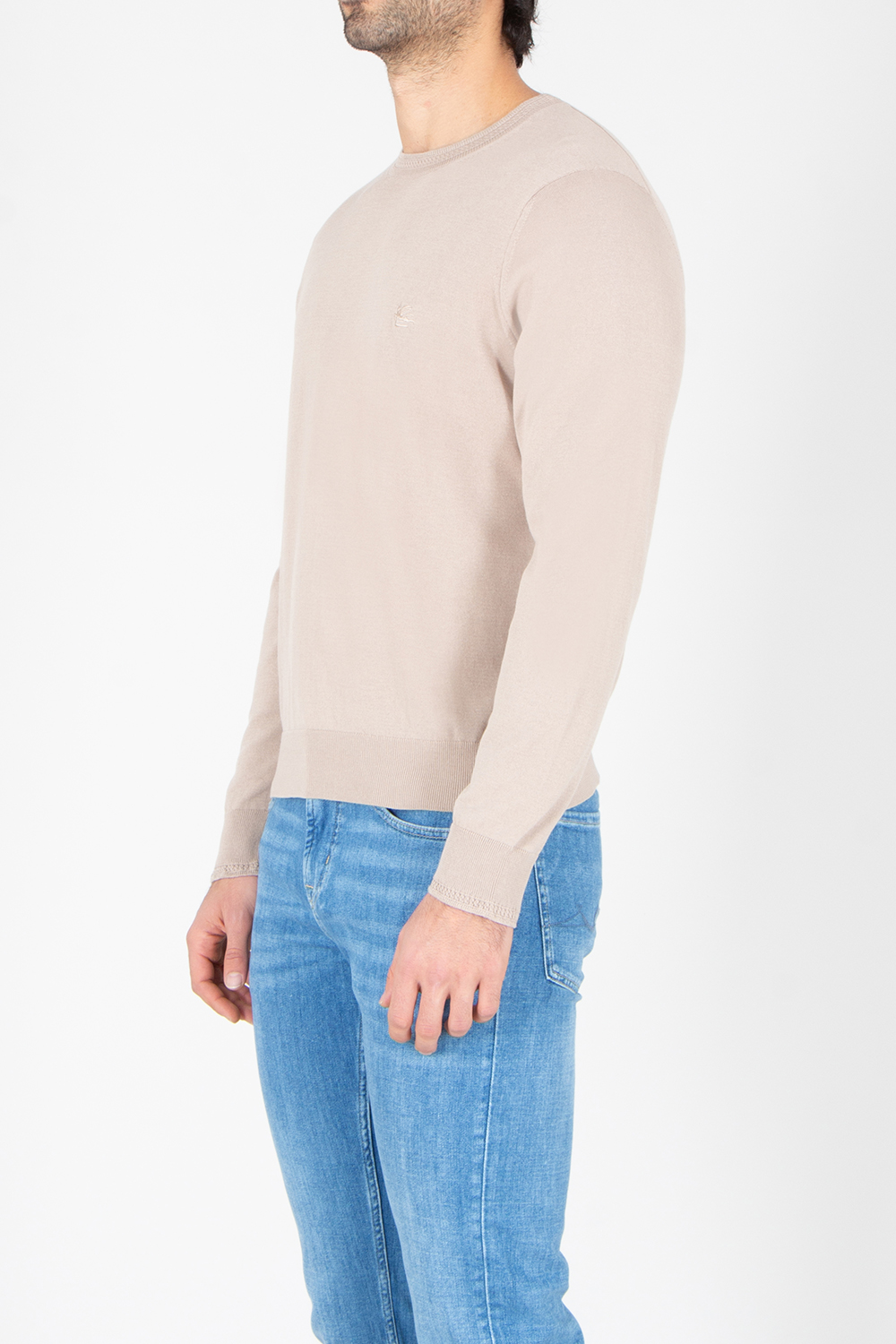 ETRO Regular Fit Embroidered Cotton-Silk Blend Crew Neck Sweater