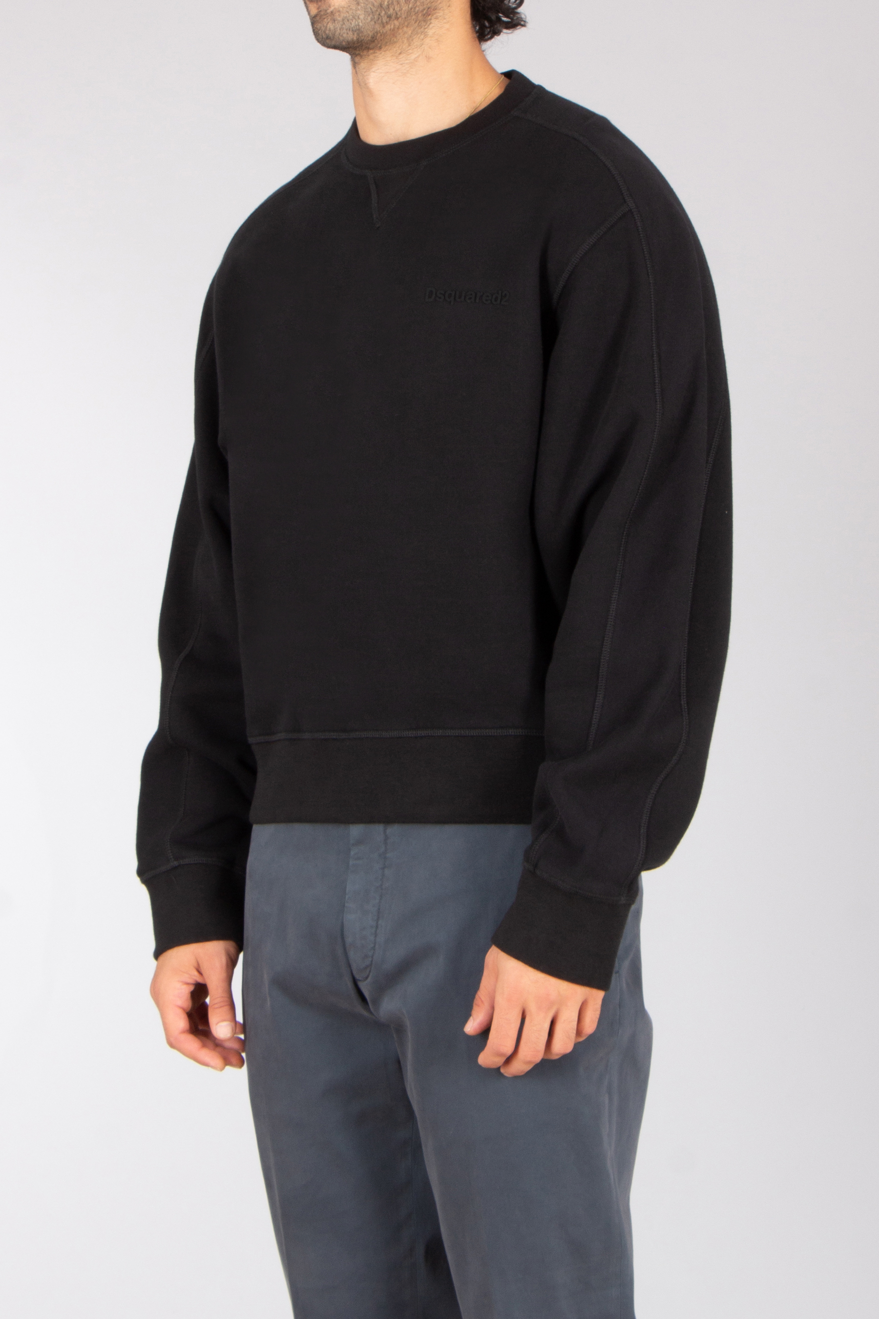 DSQUARED2 Field Fit Cotton Fleece Crew Neck Sweatshirt Pulli, Sweatshirt, Fleece, Langer Ärmel, Person