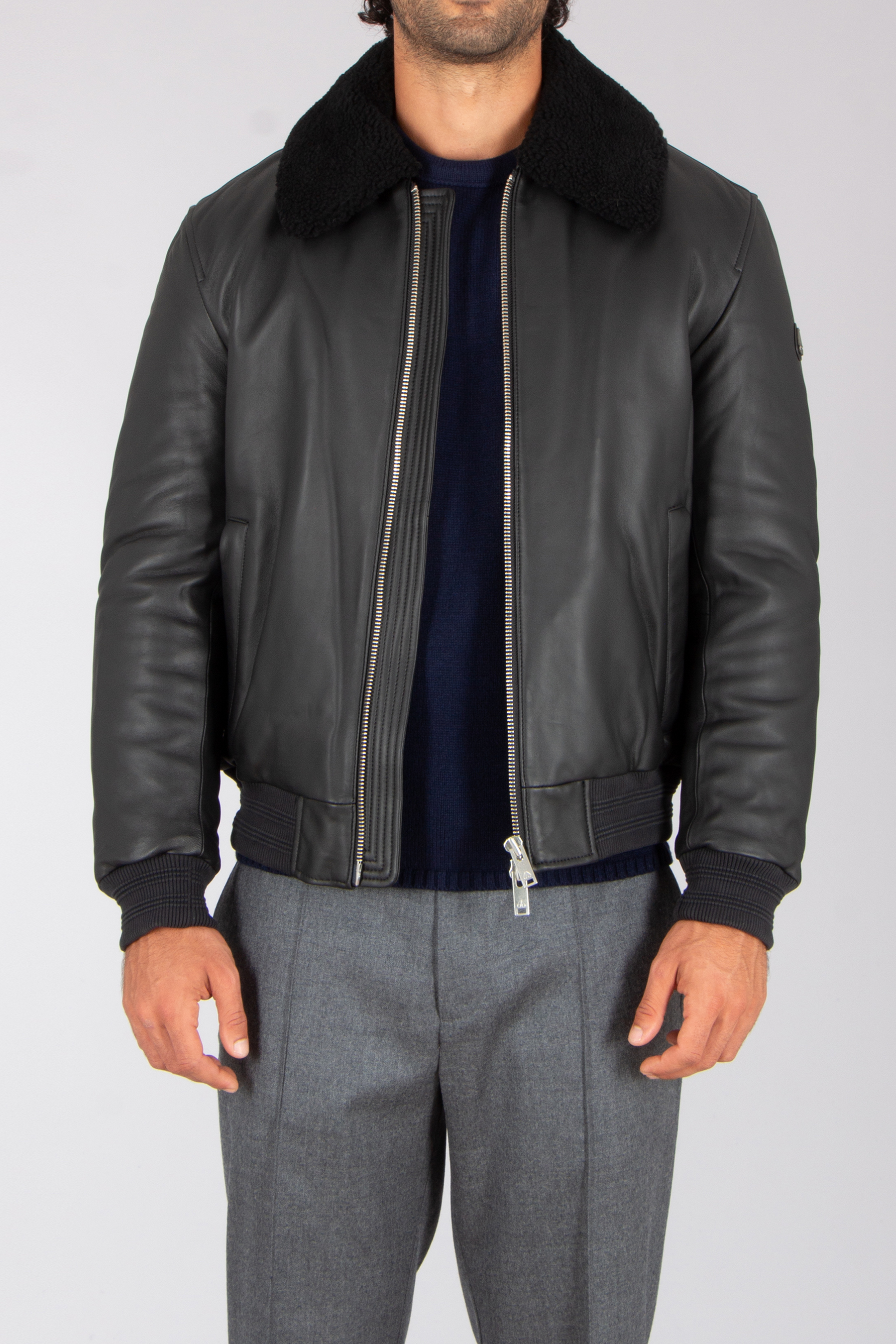 MOOSE KNUCKLES Regular Fit Full Grain Lamb Leather Toba Bomber L Jacket Bekleidung, Mantel, Jacke, Jacke aus Leder