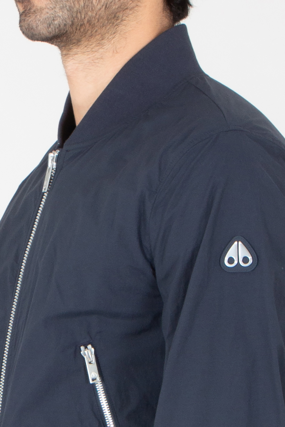 MOOSE KNUCKLES Regular Fit Recyceld Nylon-Cotton Stretch Crinkle Courville Bomber Jacket