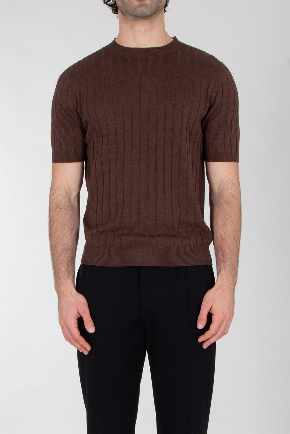 BOGLIOLI Regular Fit Short Sleeve knitted Cotton Linen T Shirt