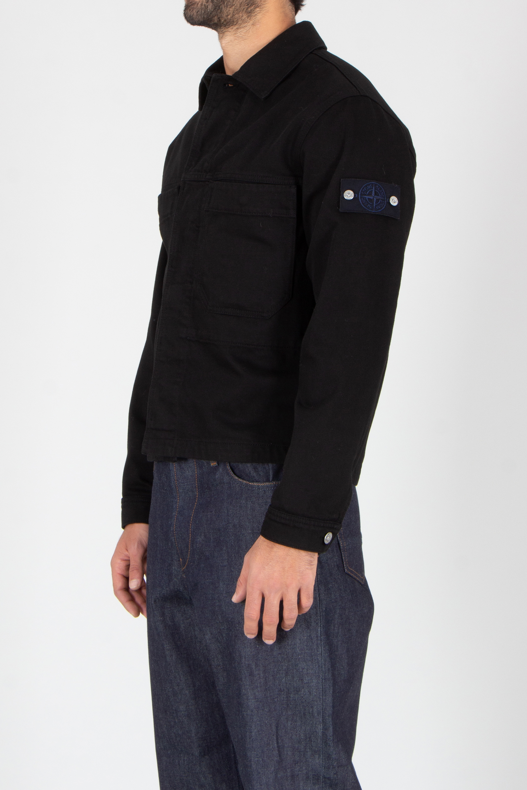 STONE ISLAND Comfort Fit Cotton Bull Denim-TC Overshirt Langarm, Hosen, Mantel, Jacke, Hemd