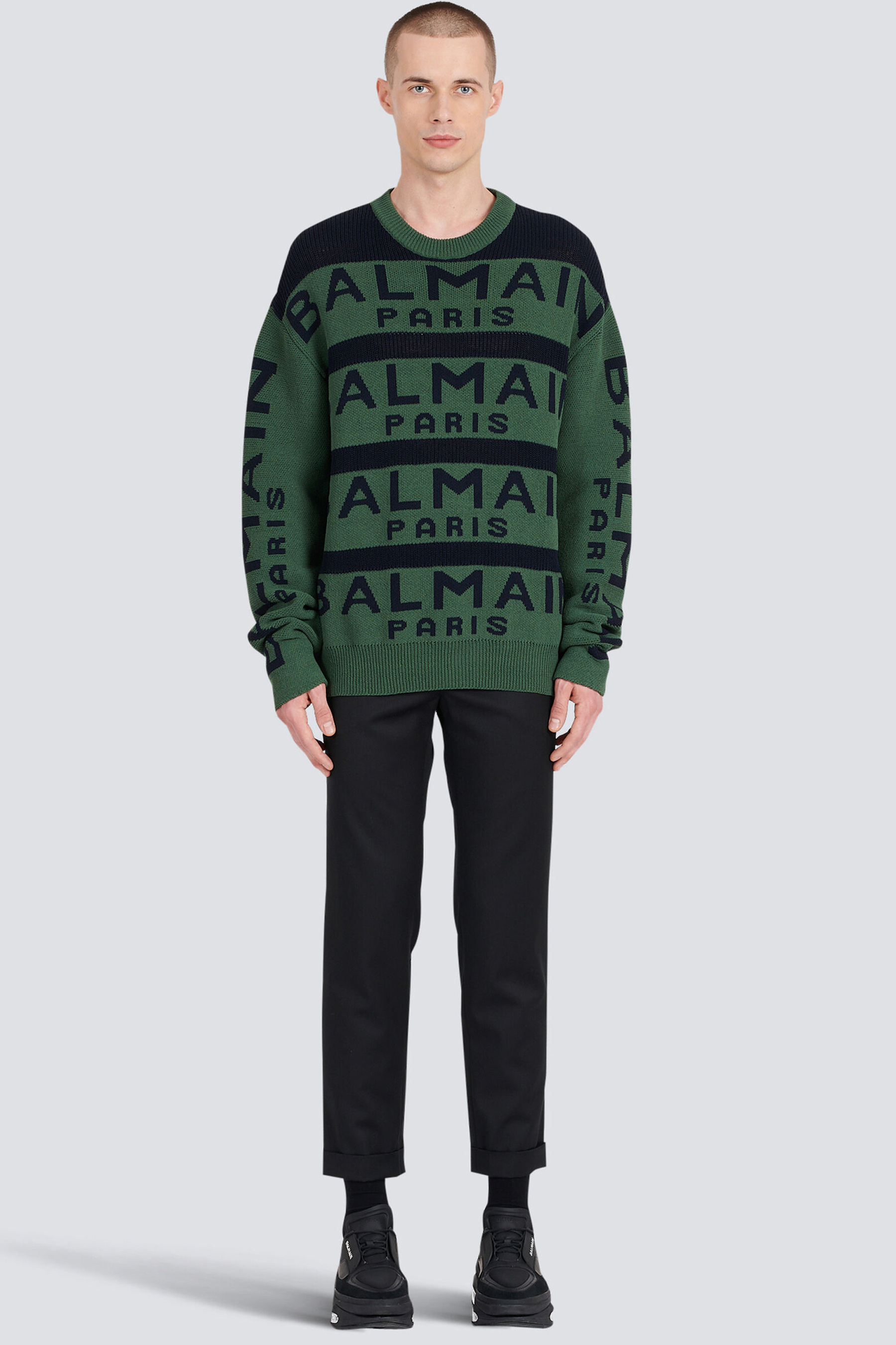 BALMAIN Striped Logo Knit Sweater BALMAIN Striped Logo Knit Sweater