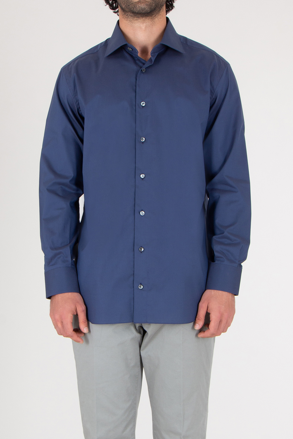 BRIONI Regular Fit Shark Collar Cotton Shirt