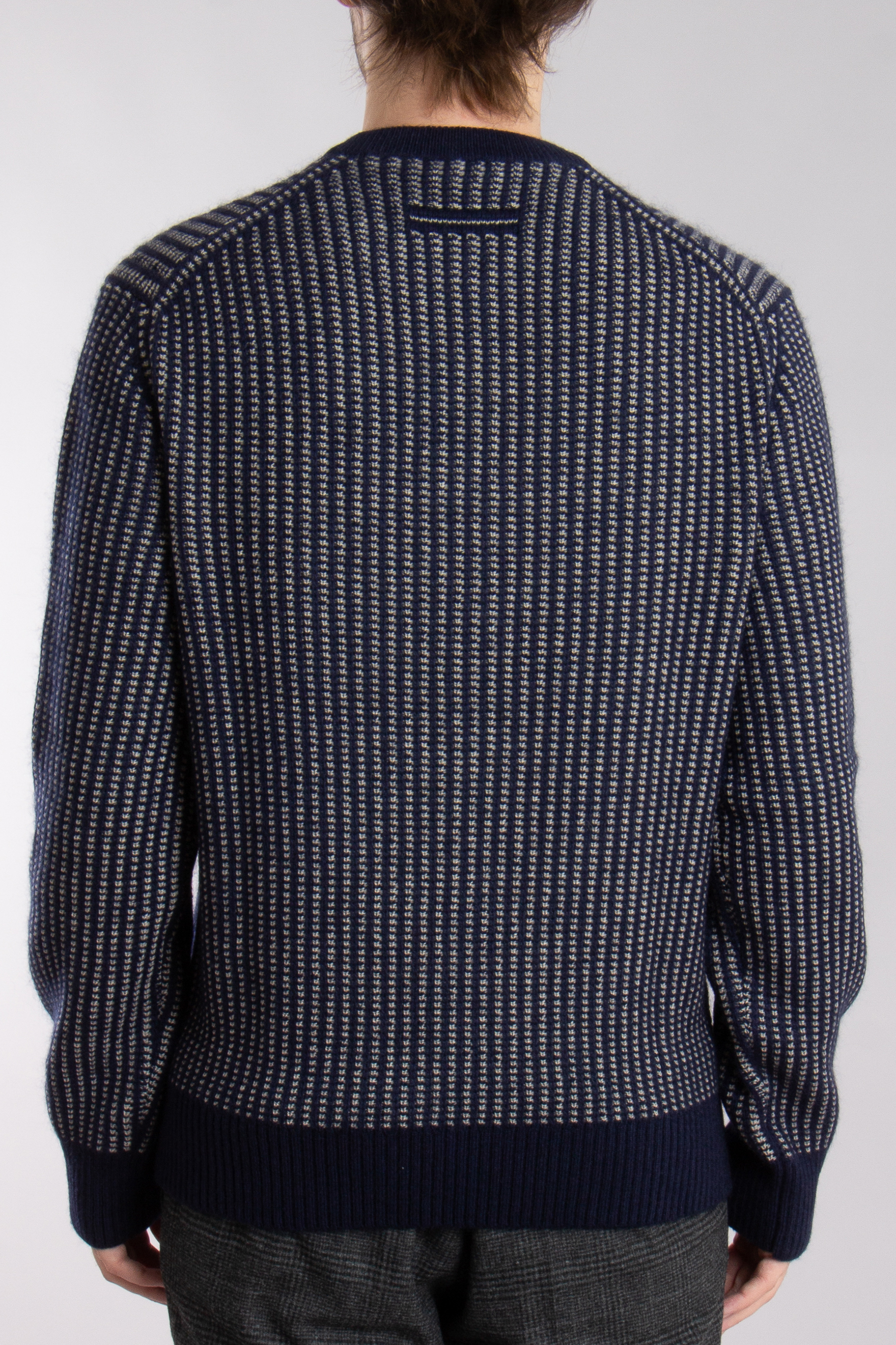 ZEGNA Jacquard Pattern Cashmere-Mohair-Silk Blend Sweater