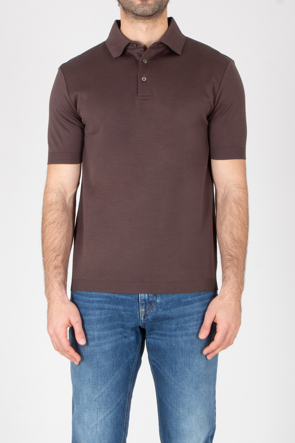 HERNO Regular Fit Cotton Jersey Knit Effect Polo Shirt