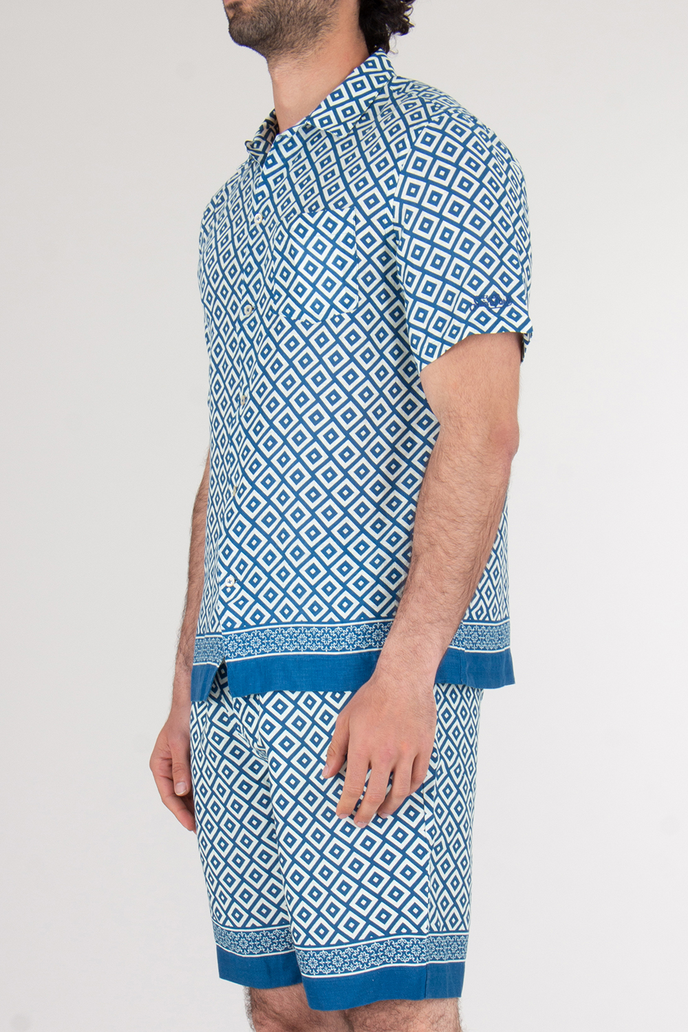 MC2 SAINT BARTH Short Sleeve Patterned Linen Shirt