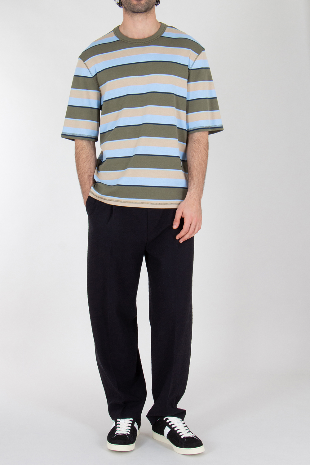 AMI PARIS Oversized Striped Cotton T-Shirt