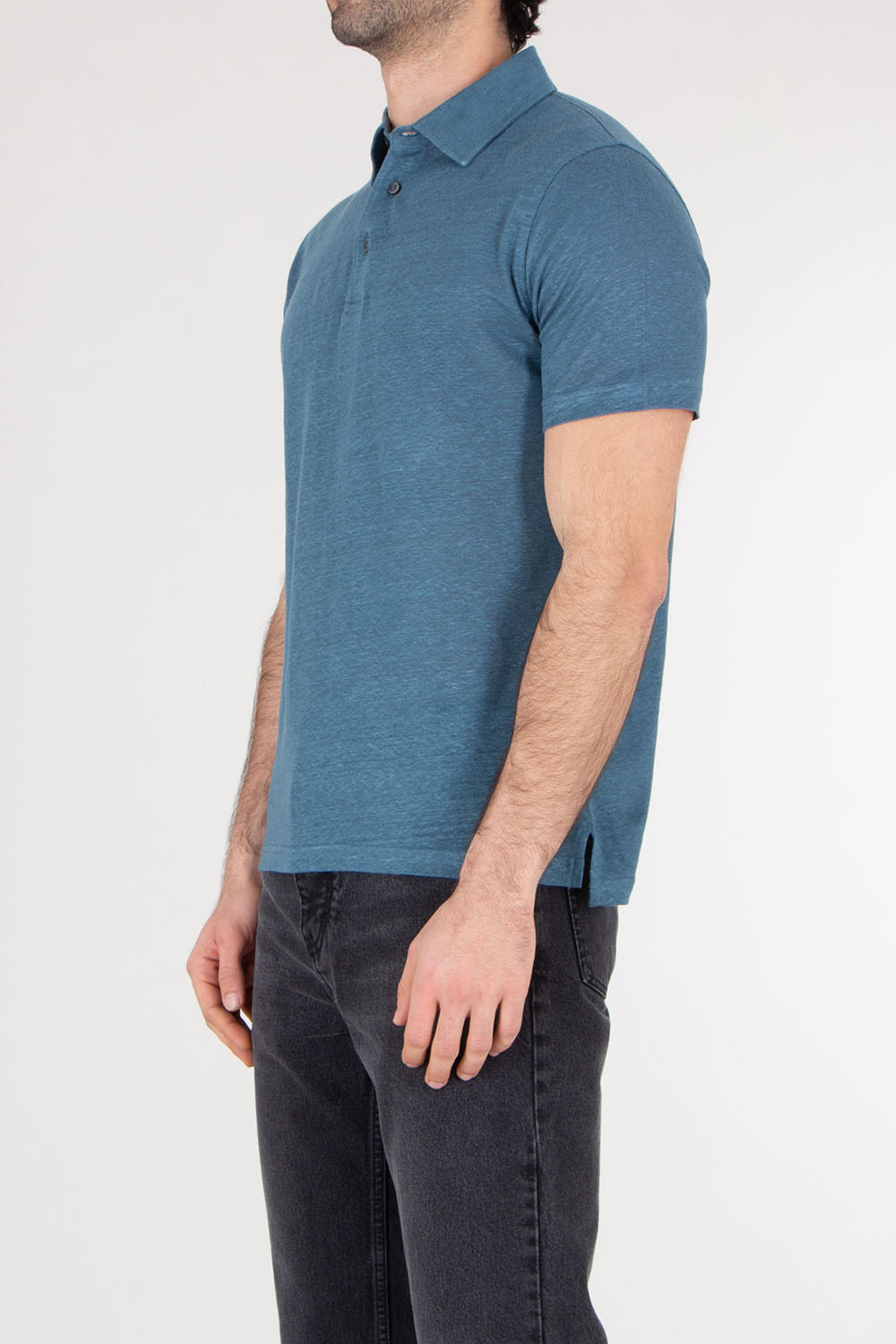 AURÉLIEN Slim Fit Linen Polo Shirt