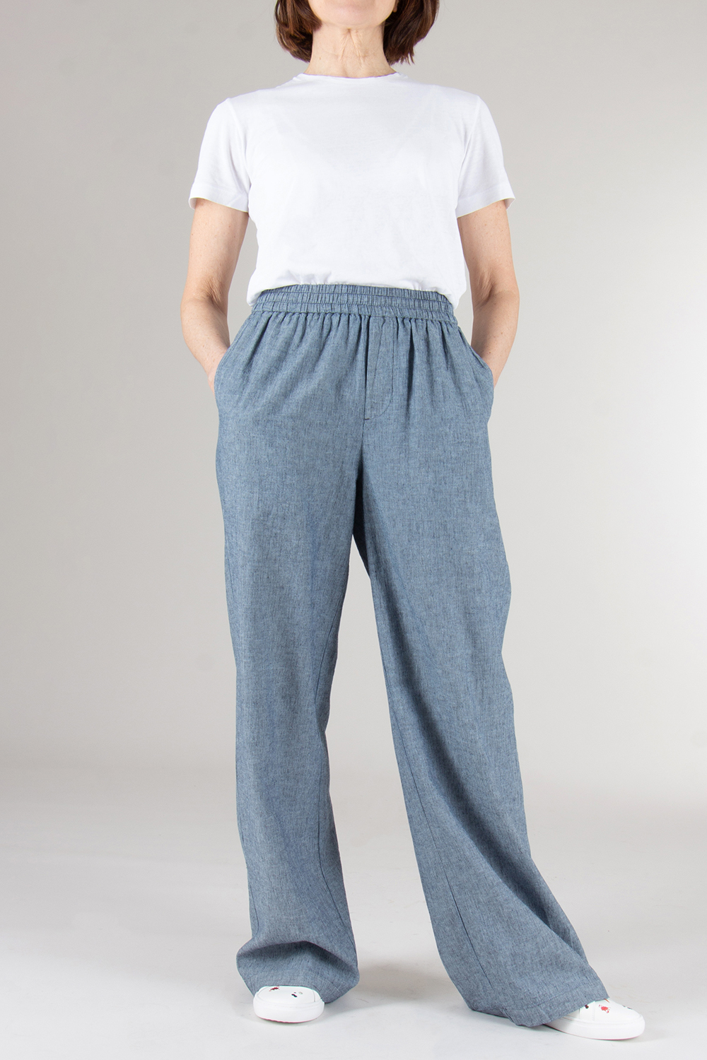 0039 ITALY Regular Fit Linen Striped Pants
