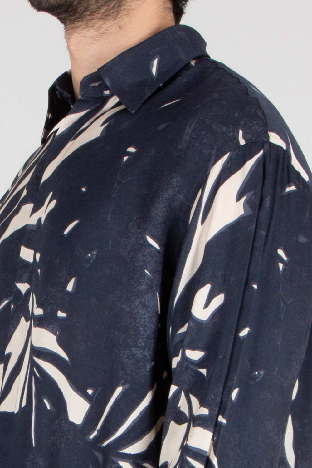 EMPORIO ARMANI Comfort Fit Leaf Print Eco Viscose Satin Shirt