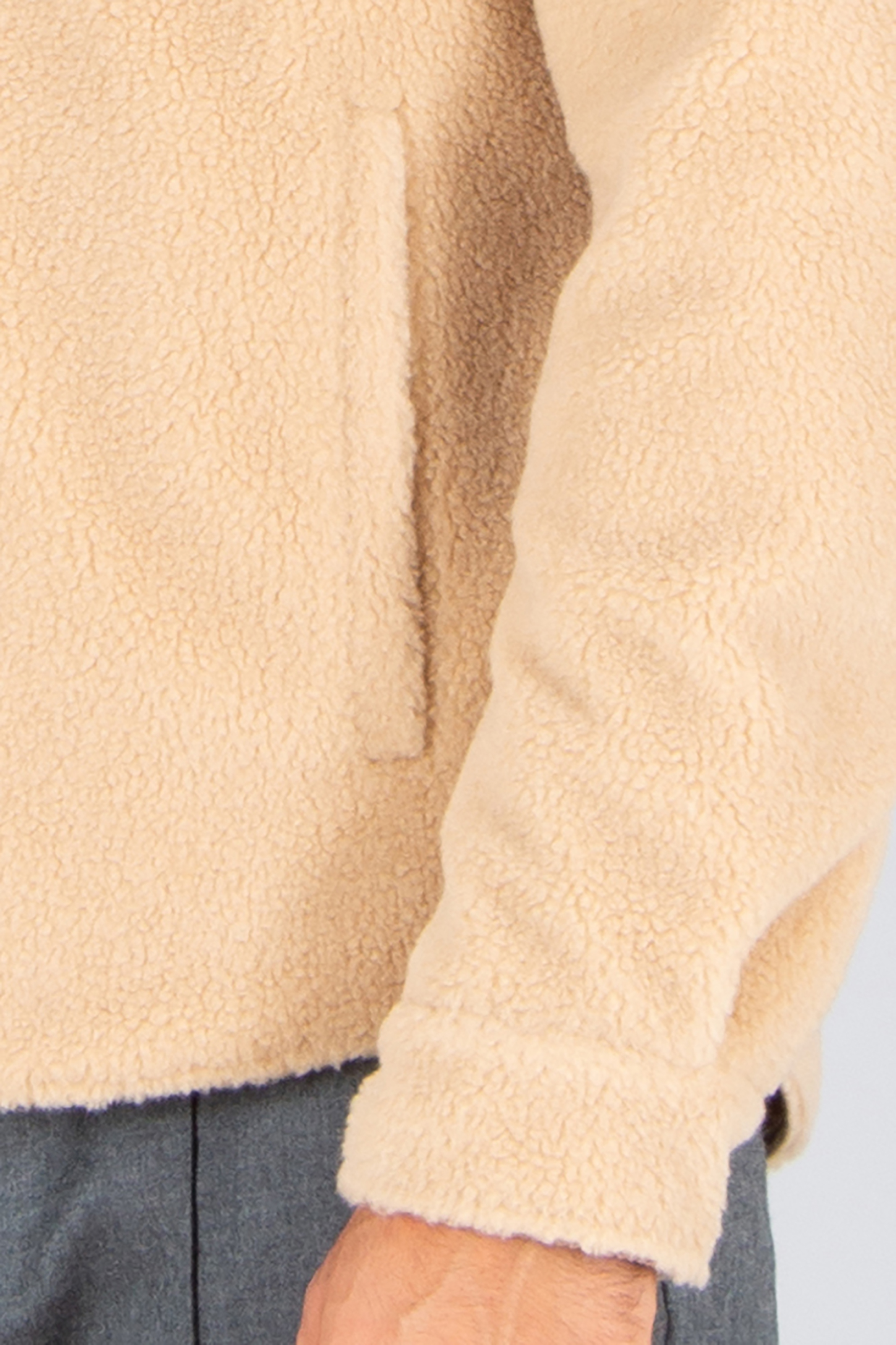 MONCLER Regular Fit Wool Blend Teddy Fleece Shirt Jacket Vlies, Langer Ärmel, Mantel, Pullover, Jacke