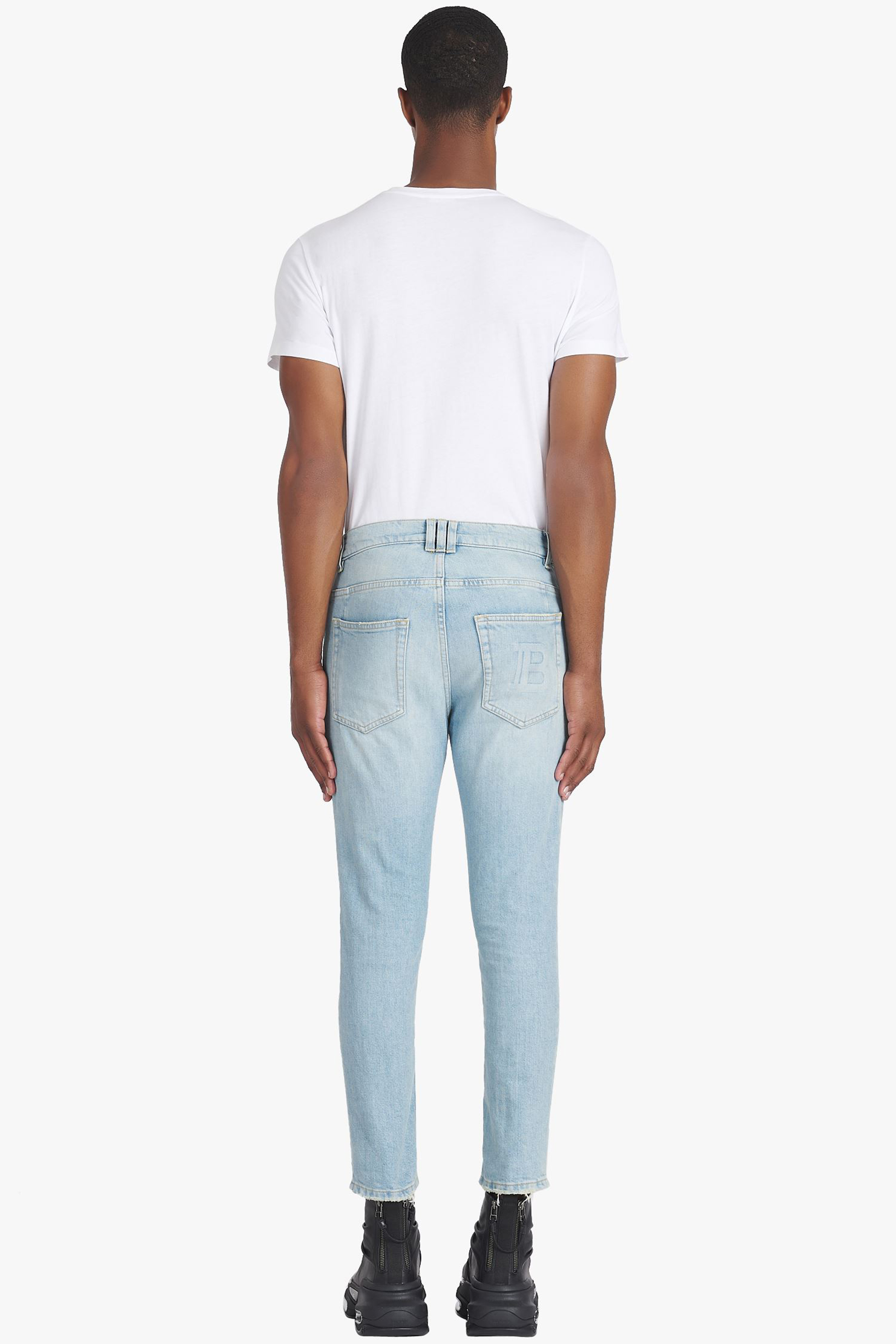 BALMAIN Stonewashed Cotton Stretch Denim Jeans BALMAIN Stonewashed Cotton Stretch Denim Jeans