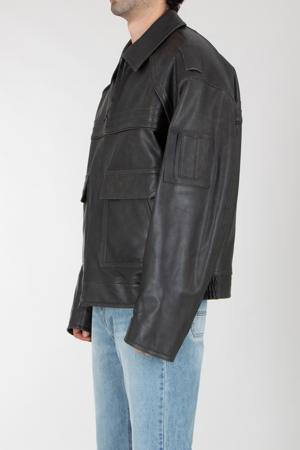 JUUN.J Oversized Distressed Leather Jacket